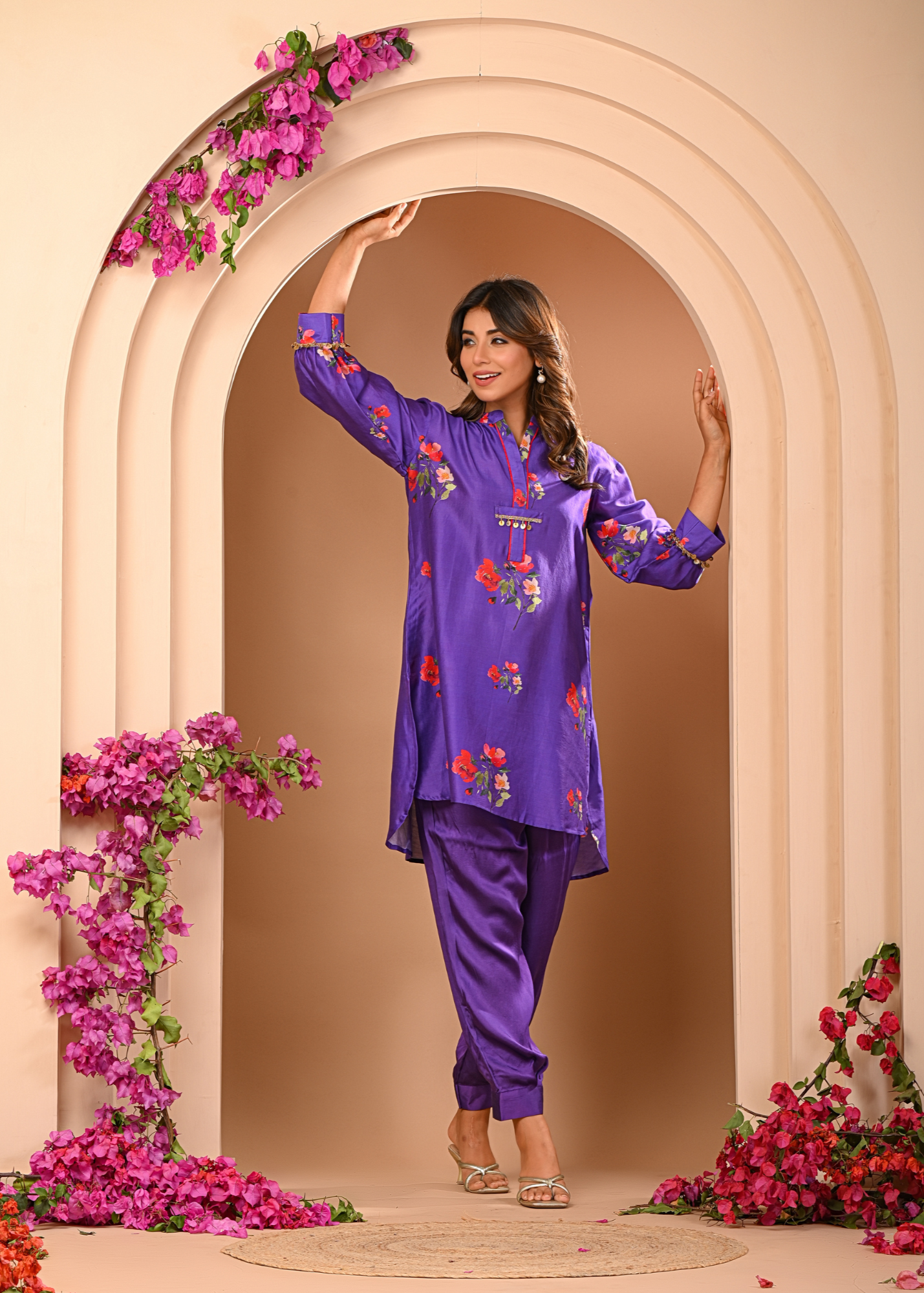 Amethyst Floral Short Kurta Set