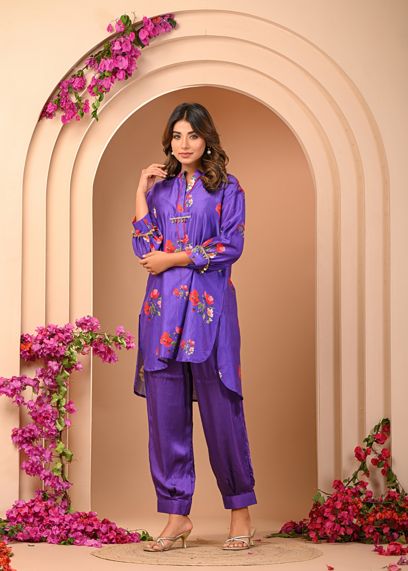 Amethyst Floral Short Kurta Set