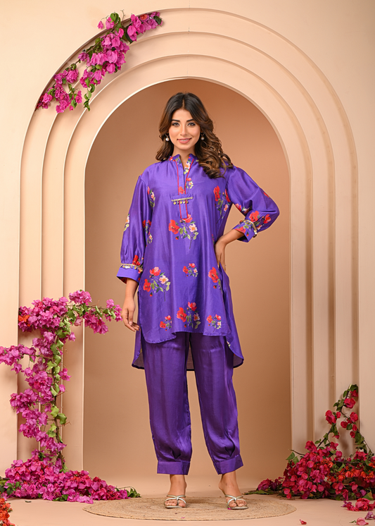 Amethyst Floral Short Kurta Set