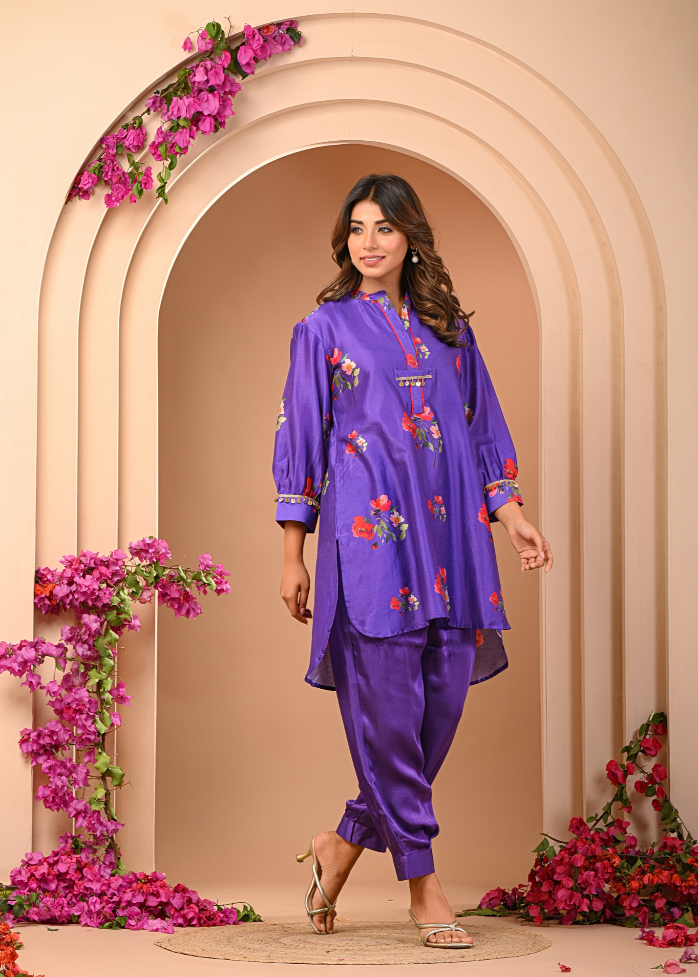 Amethyst Floral Short Kurta Set