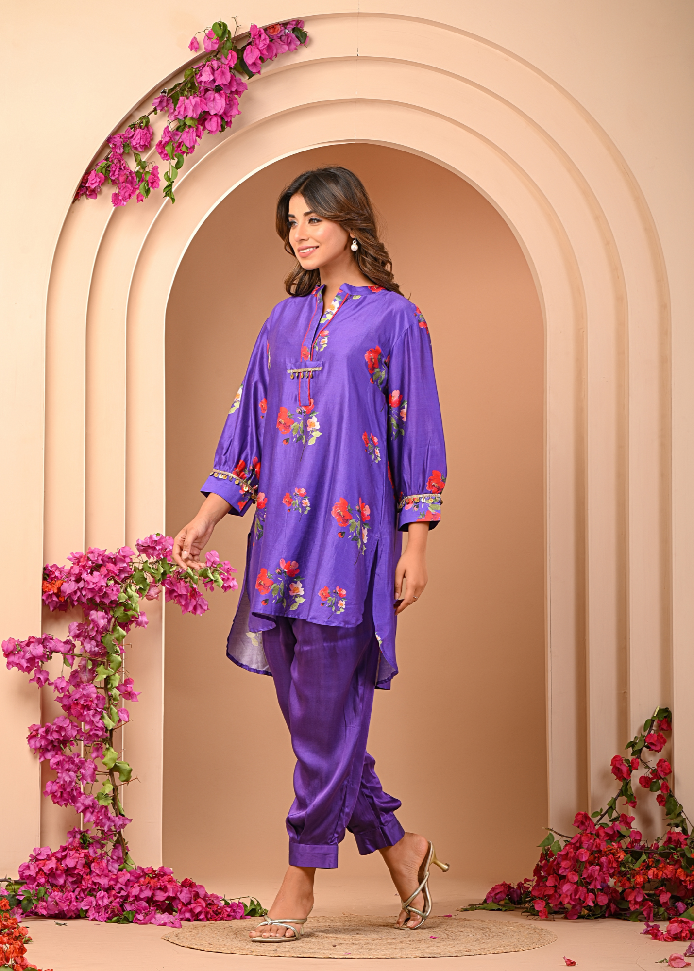 Amethyst Floral Short Kurta Set