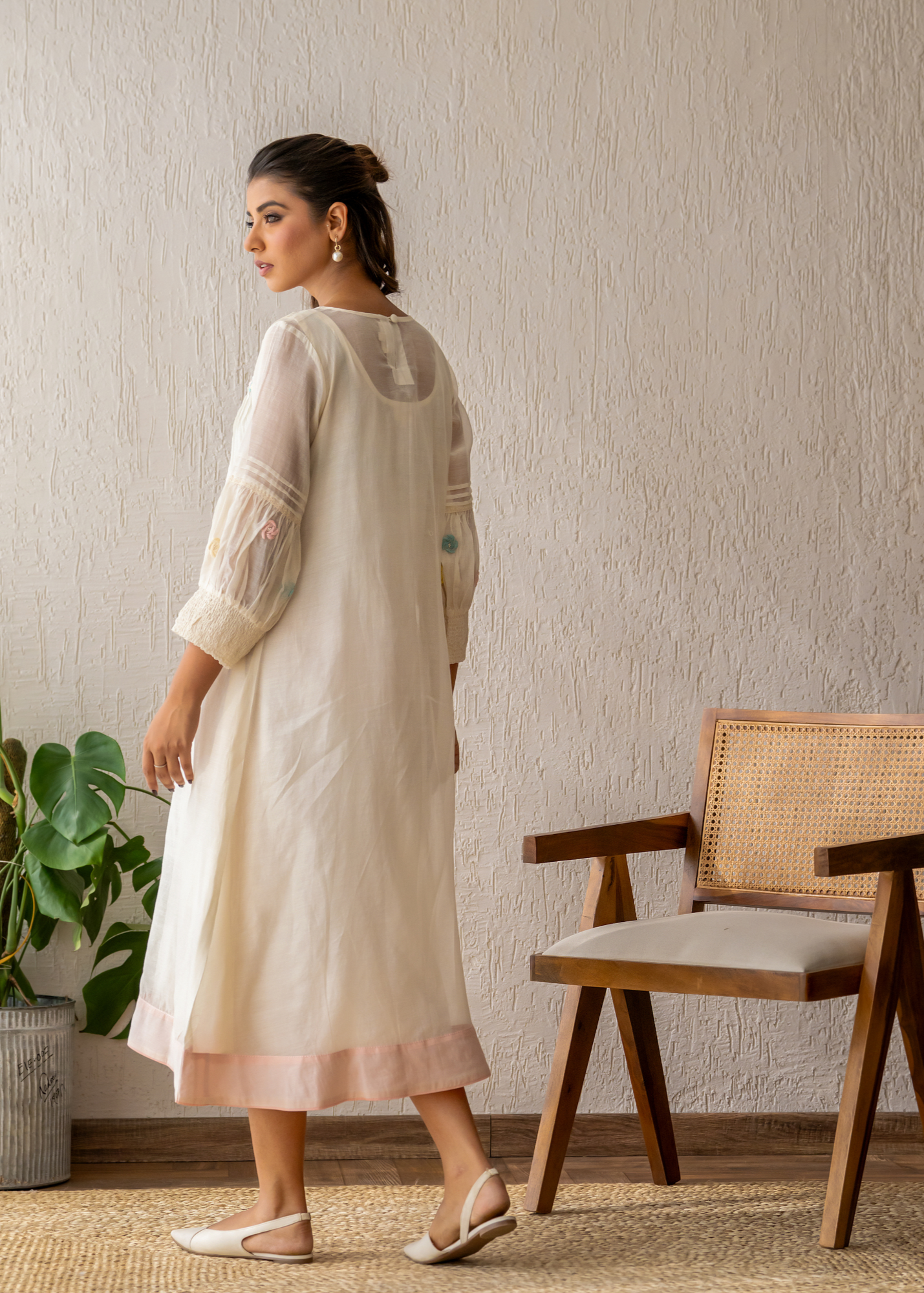 Ivory Resham Roses Dress