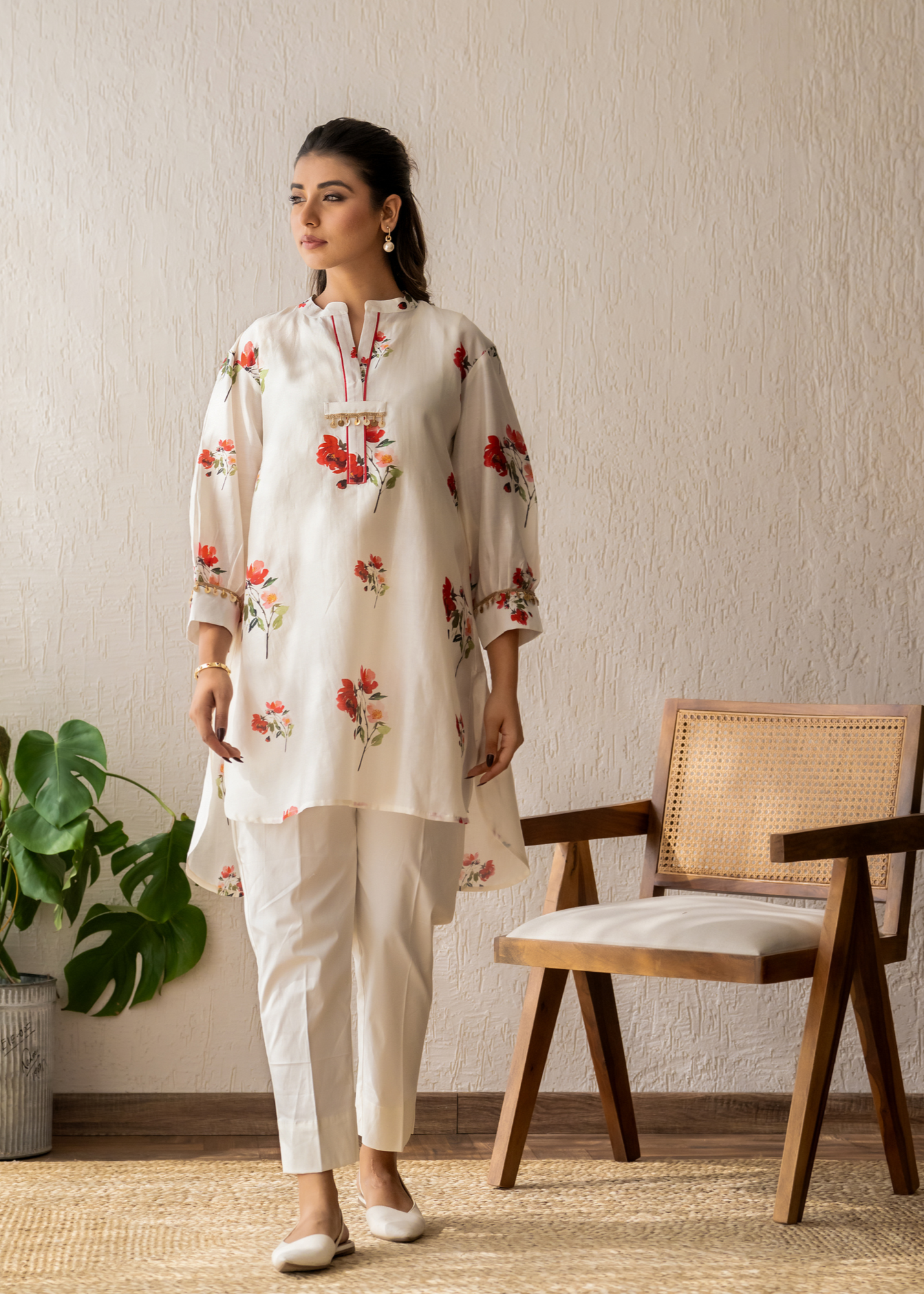 Ivory Bloom Short Kurta Set
