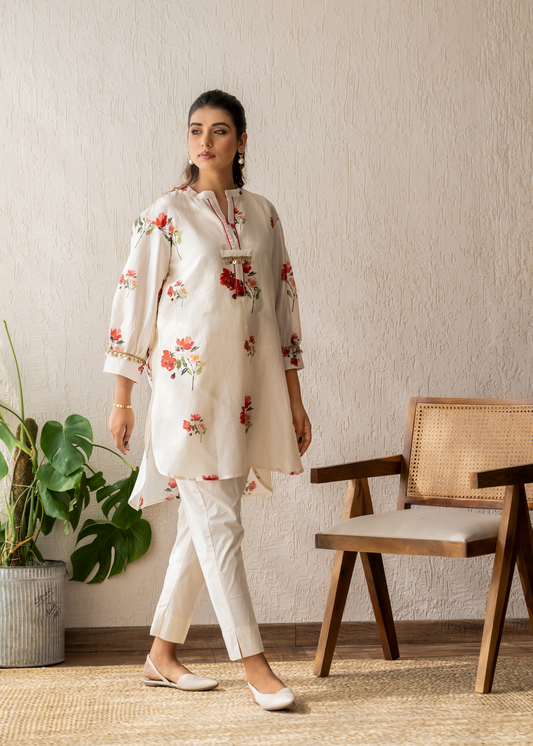 Ivory Bloom Short Kurta Set