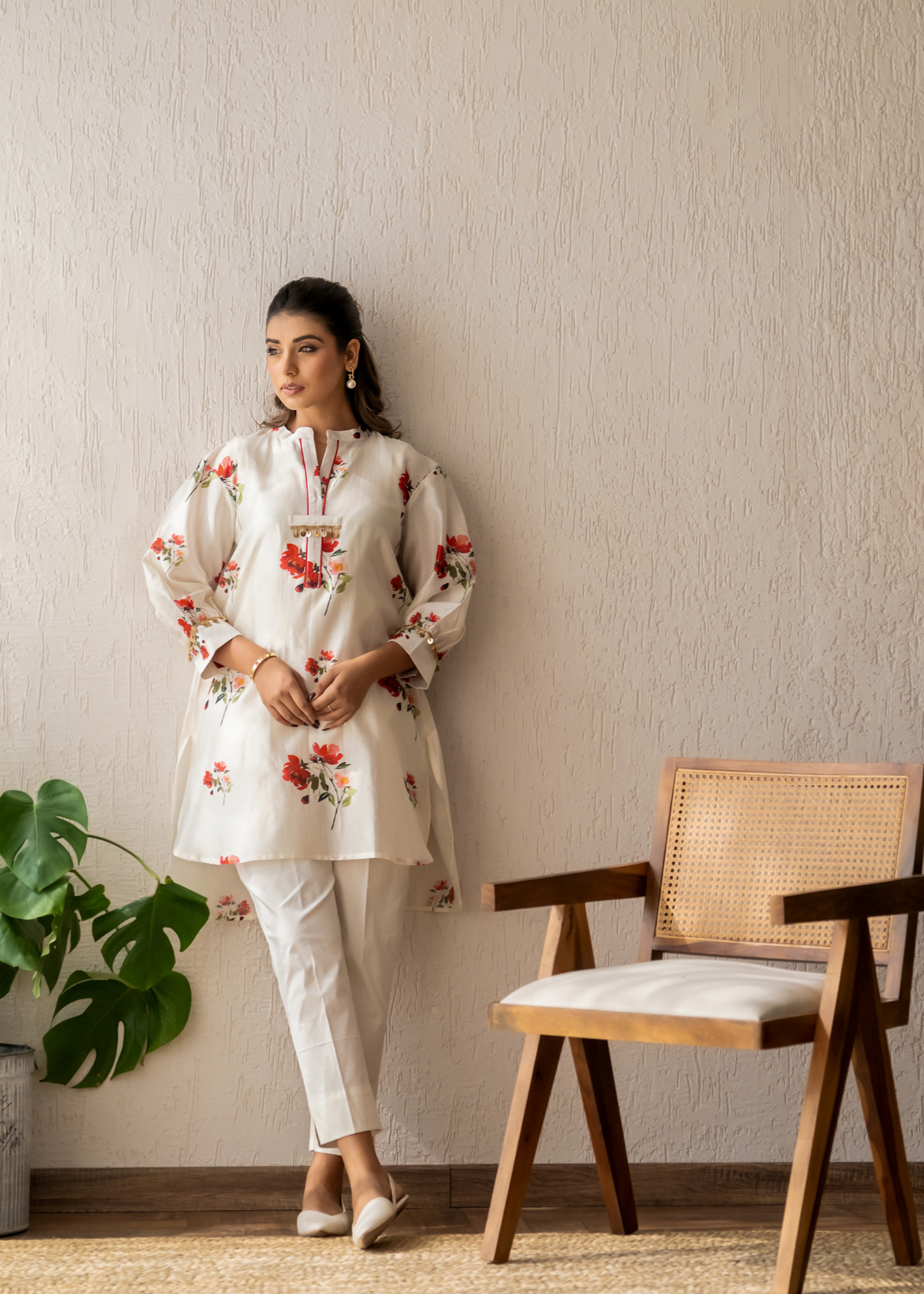 Ivory Bloom Short Kurta Set
