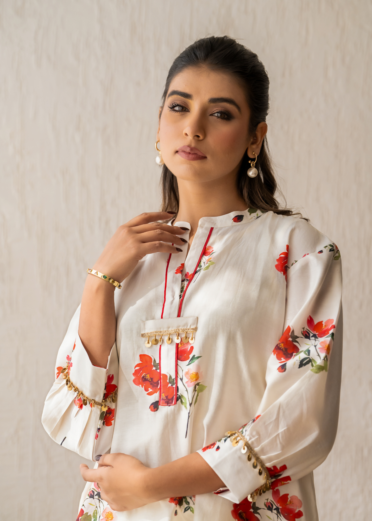 Ivory Bloom Short Kurta Set