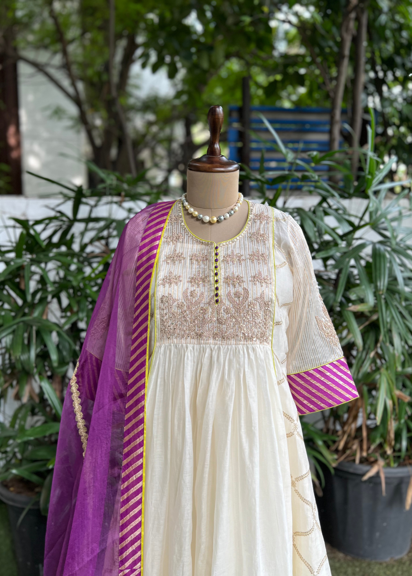 Ivory Purple Charm Kurta Set