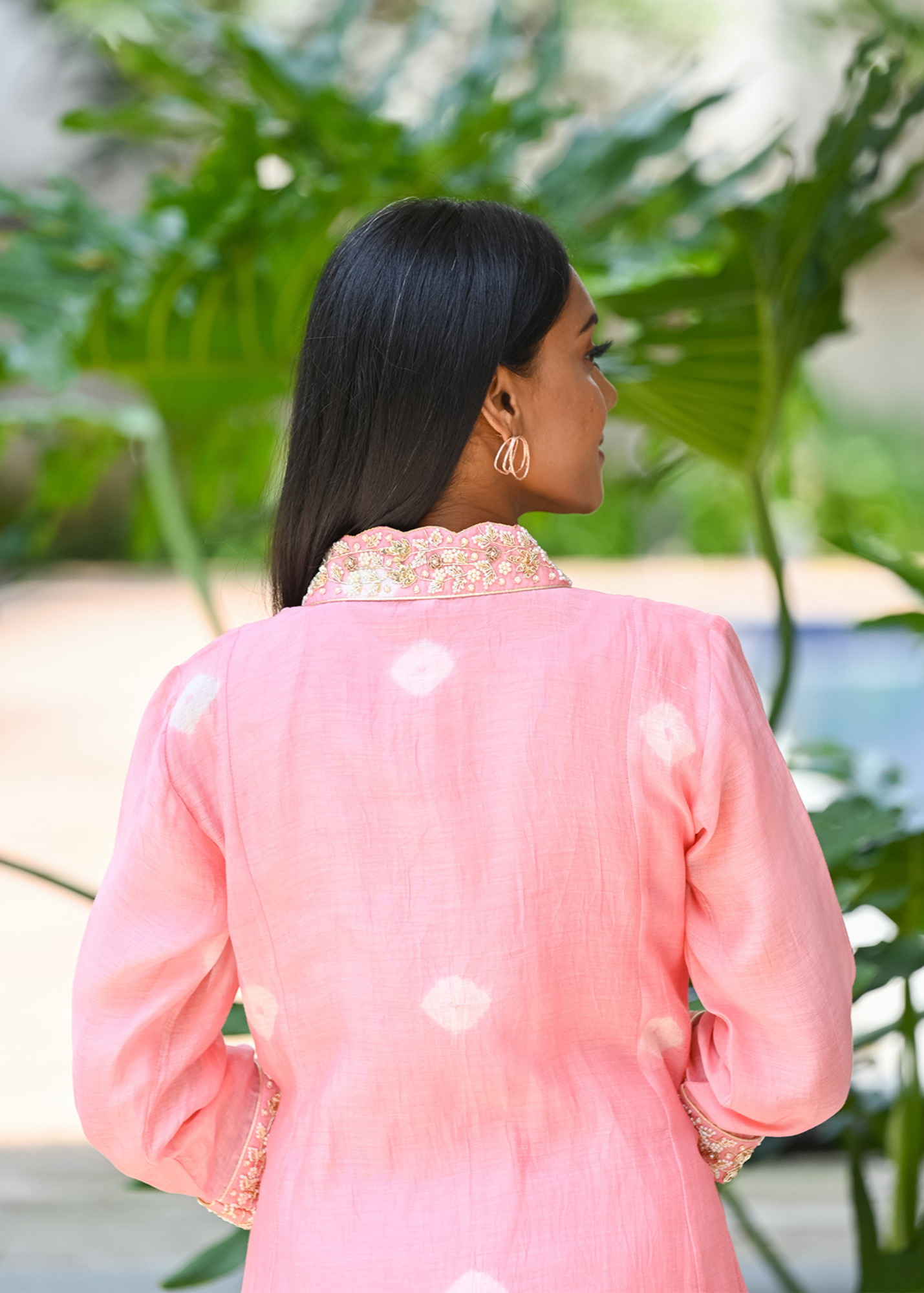 Pink Bhandej Pearl Kurta Set