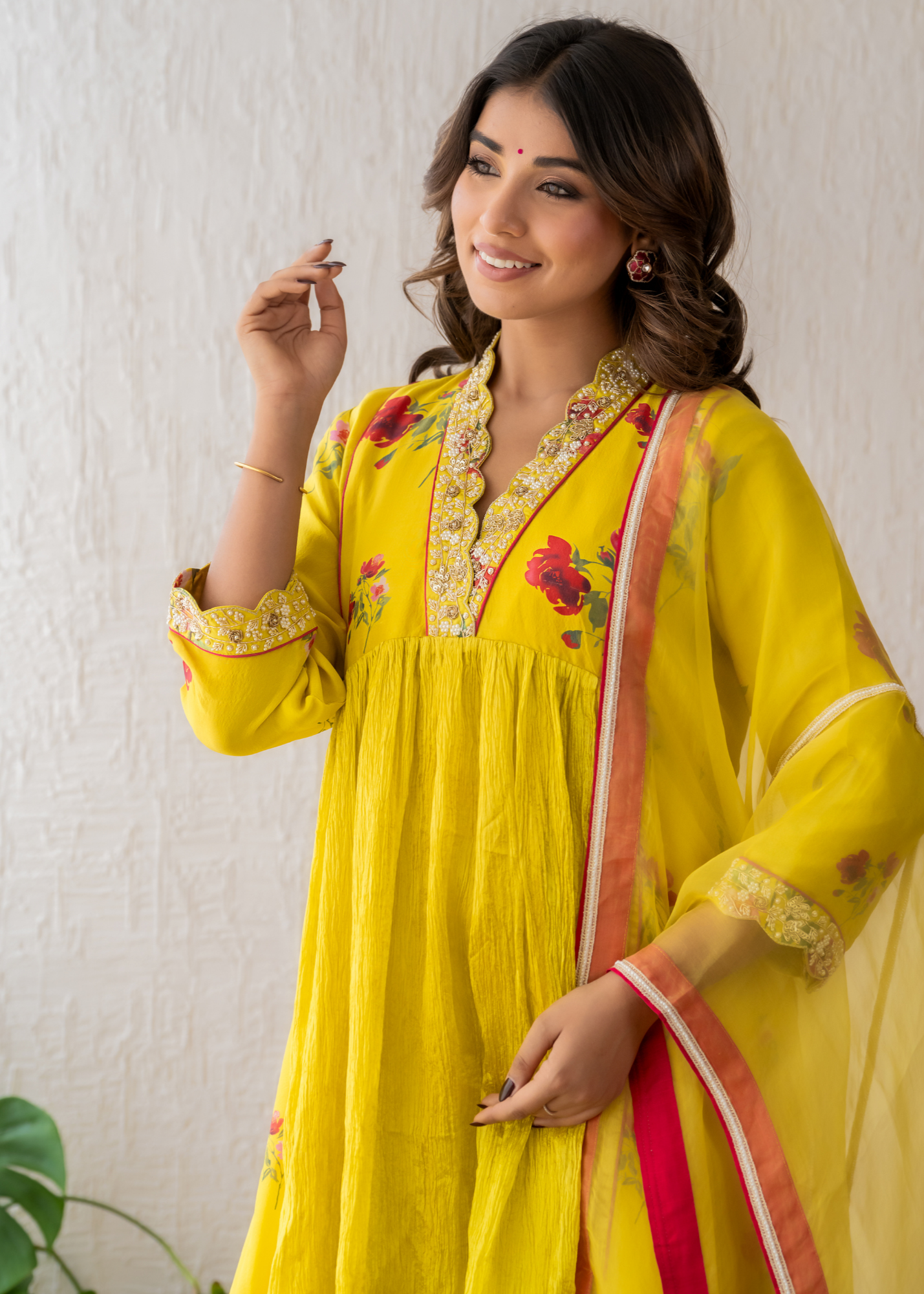 Yellow Floral Kurta Set