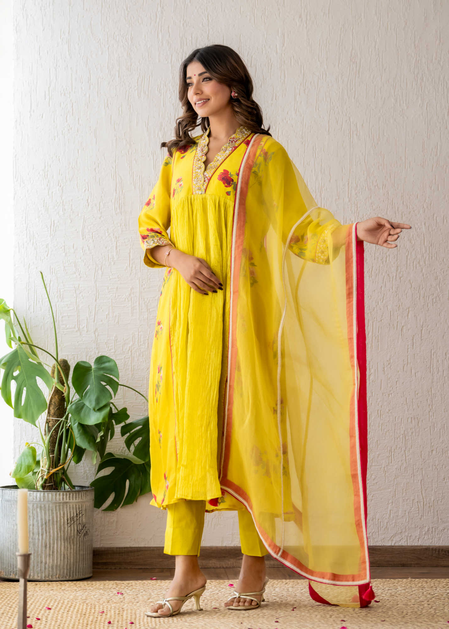 Yellow Floral Kurta Set