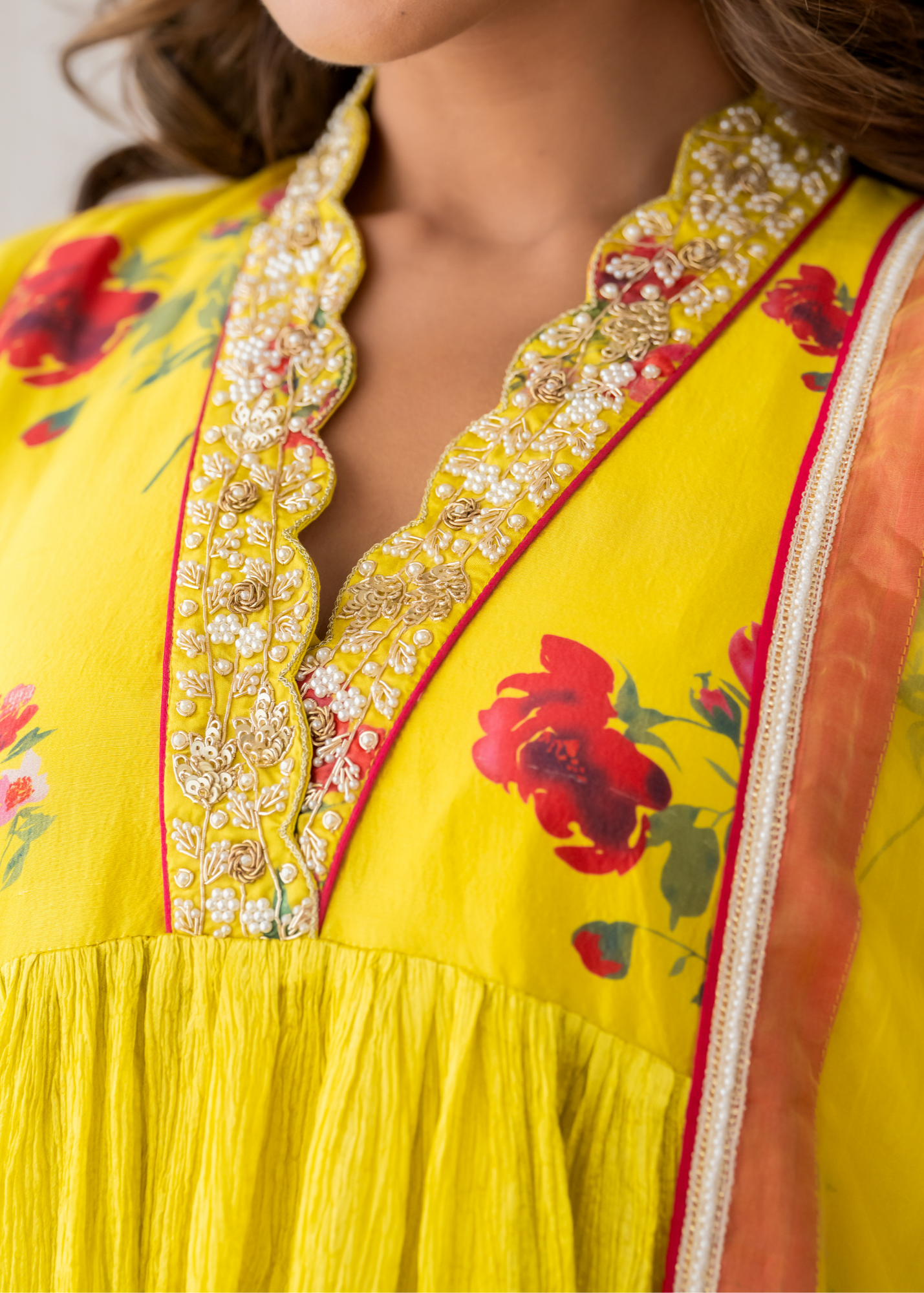 Yellow Floral Kurta Set