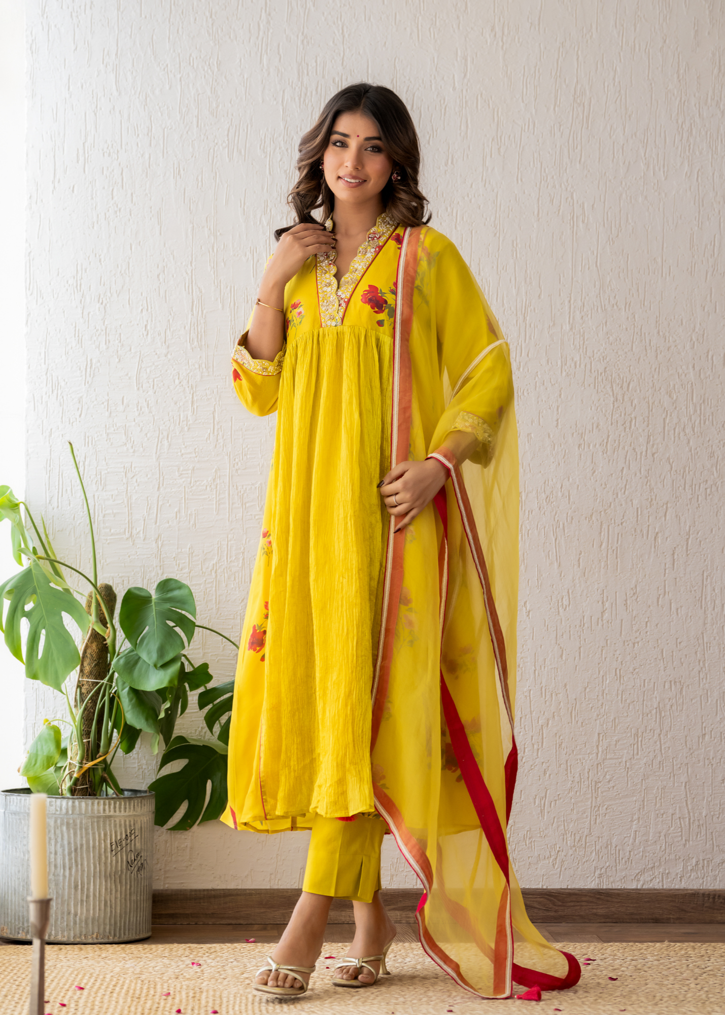 Yellow Floral Kurta Set