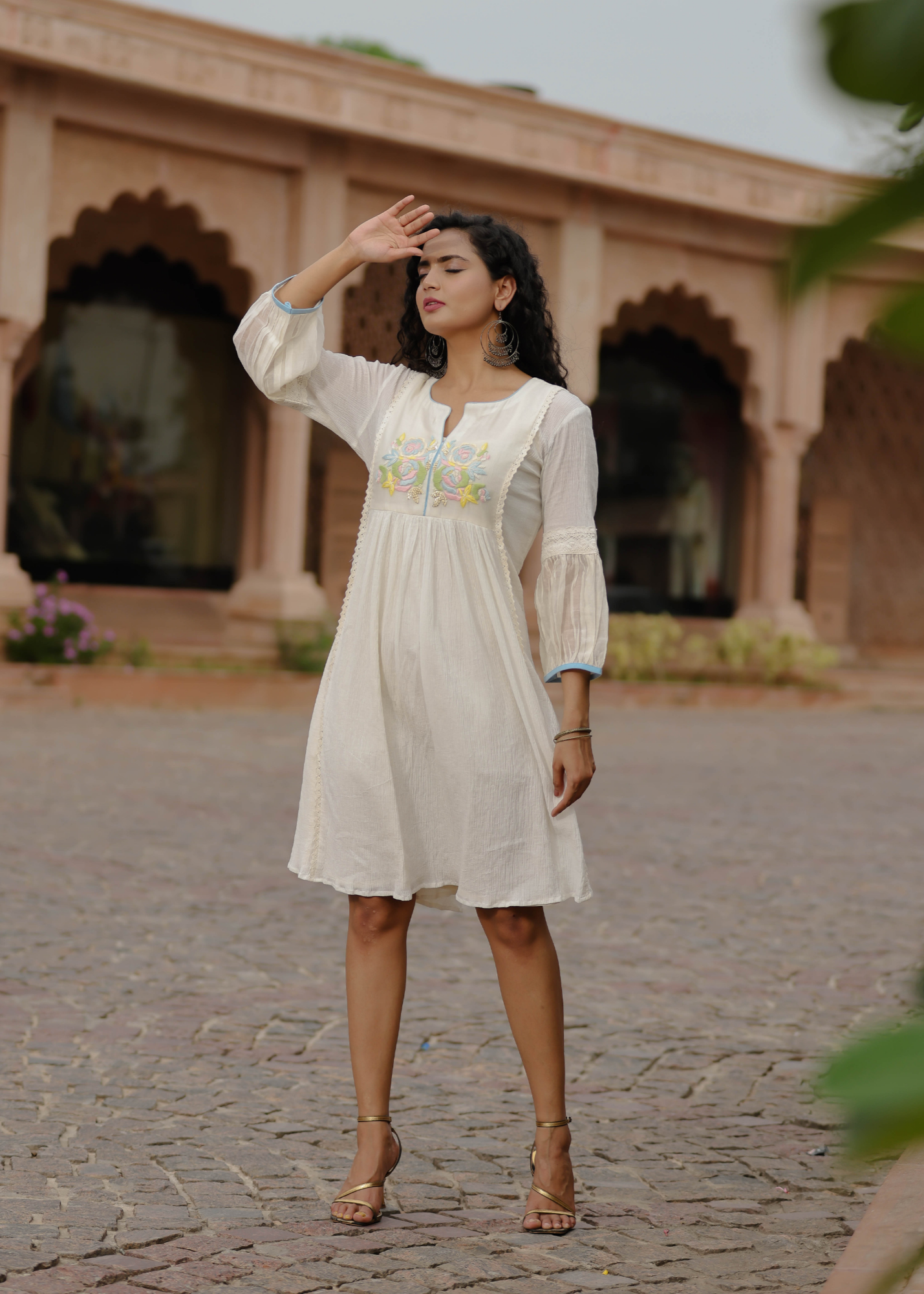 Resham Roses Ivory Dress