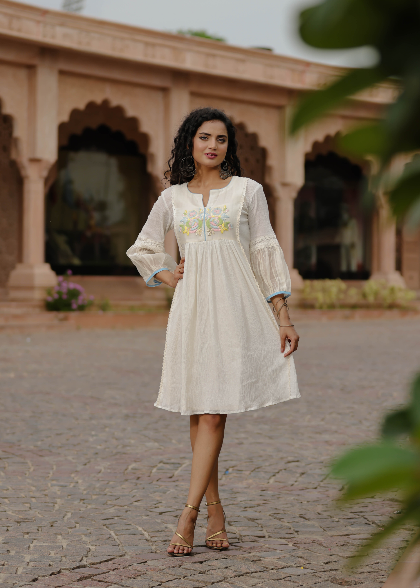 Resham Roses Ivory Dress