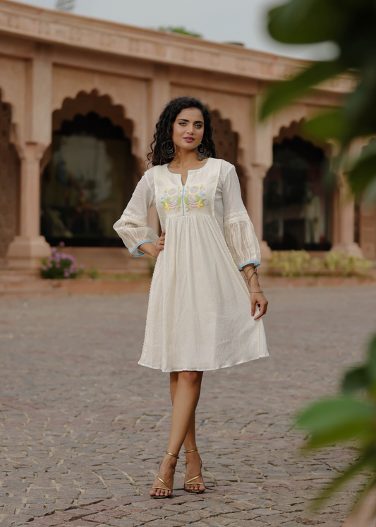 Resham Roses Ivory Dress