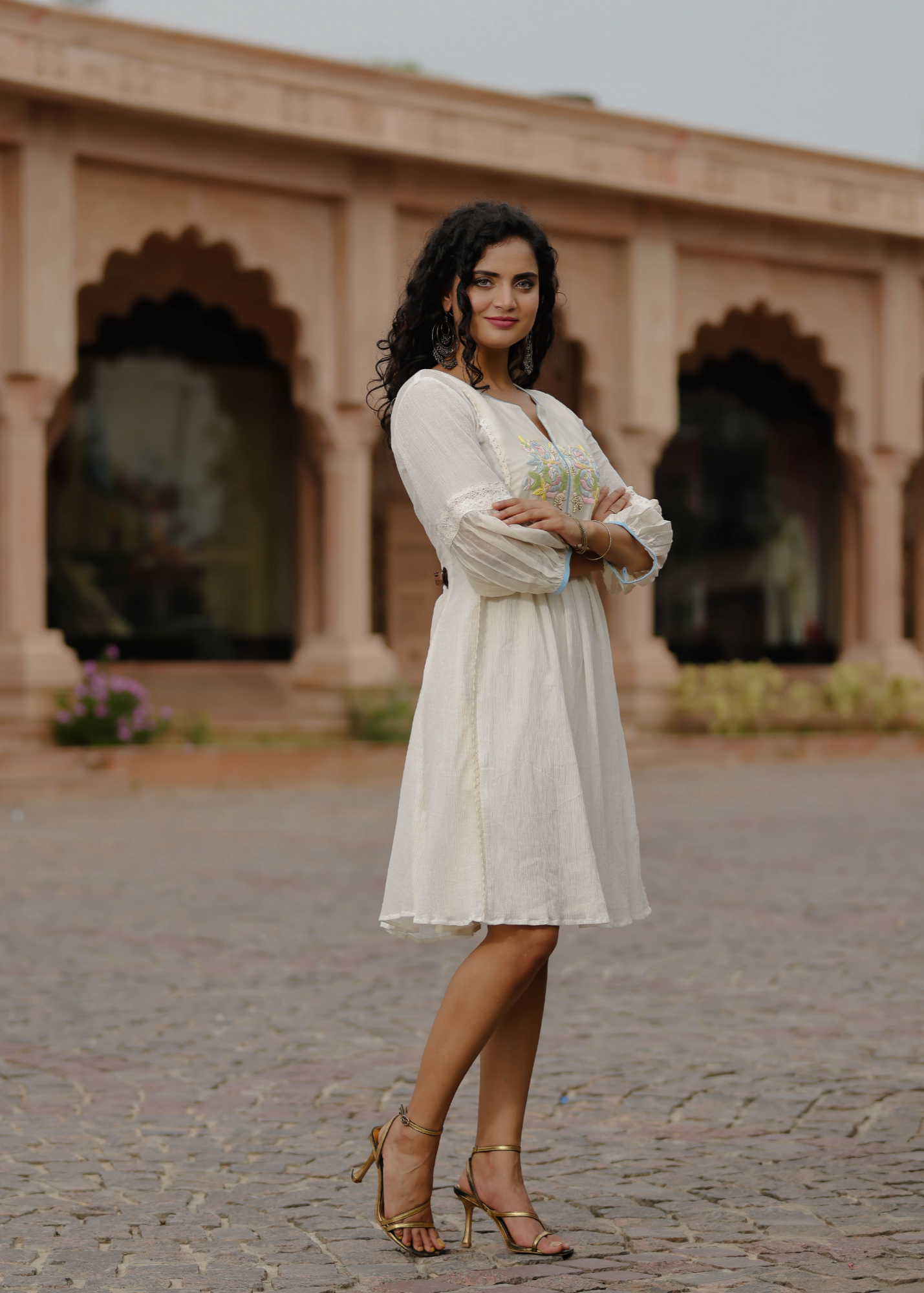 Resham Roses Ivory Dress