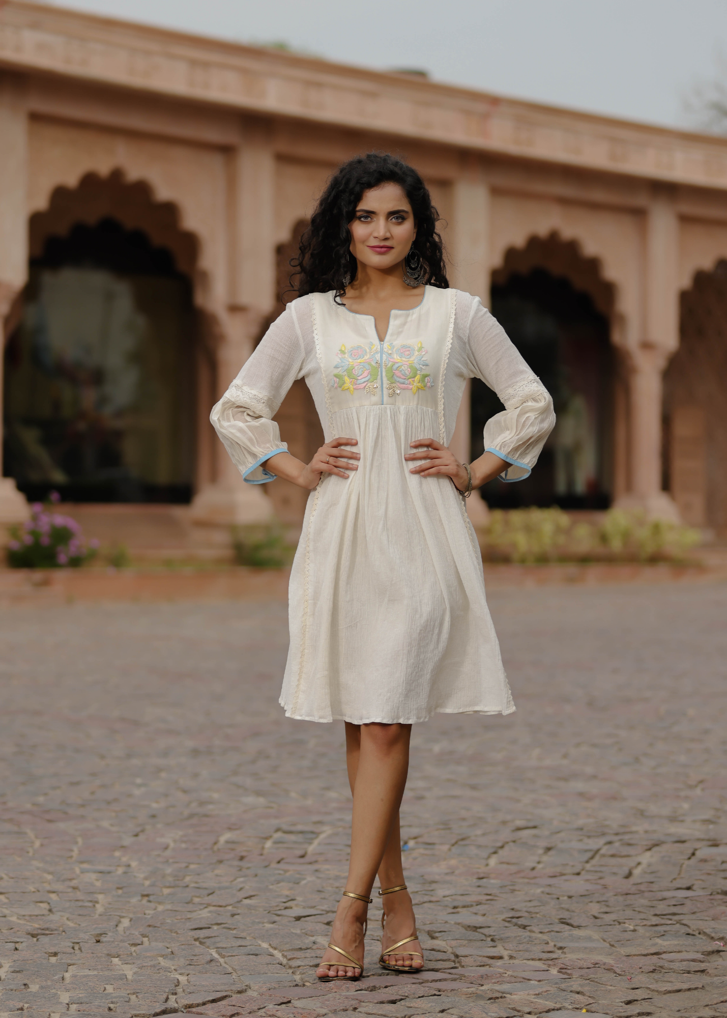Resham Roses Ivory Dress