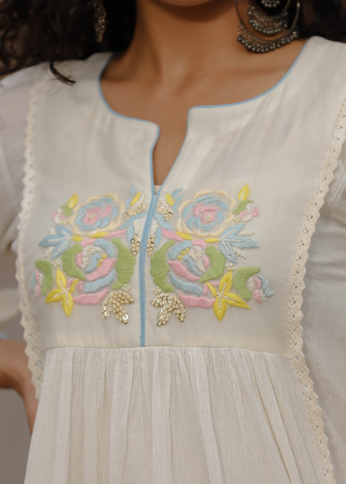 Resham Roses Ivory Dress