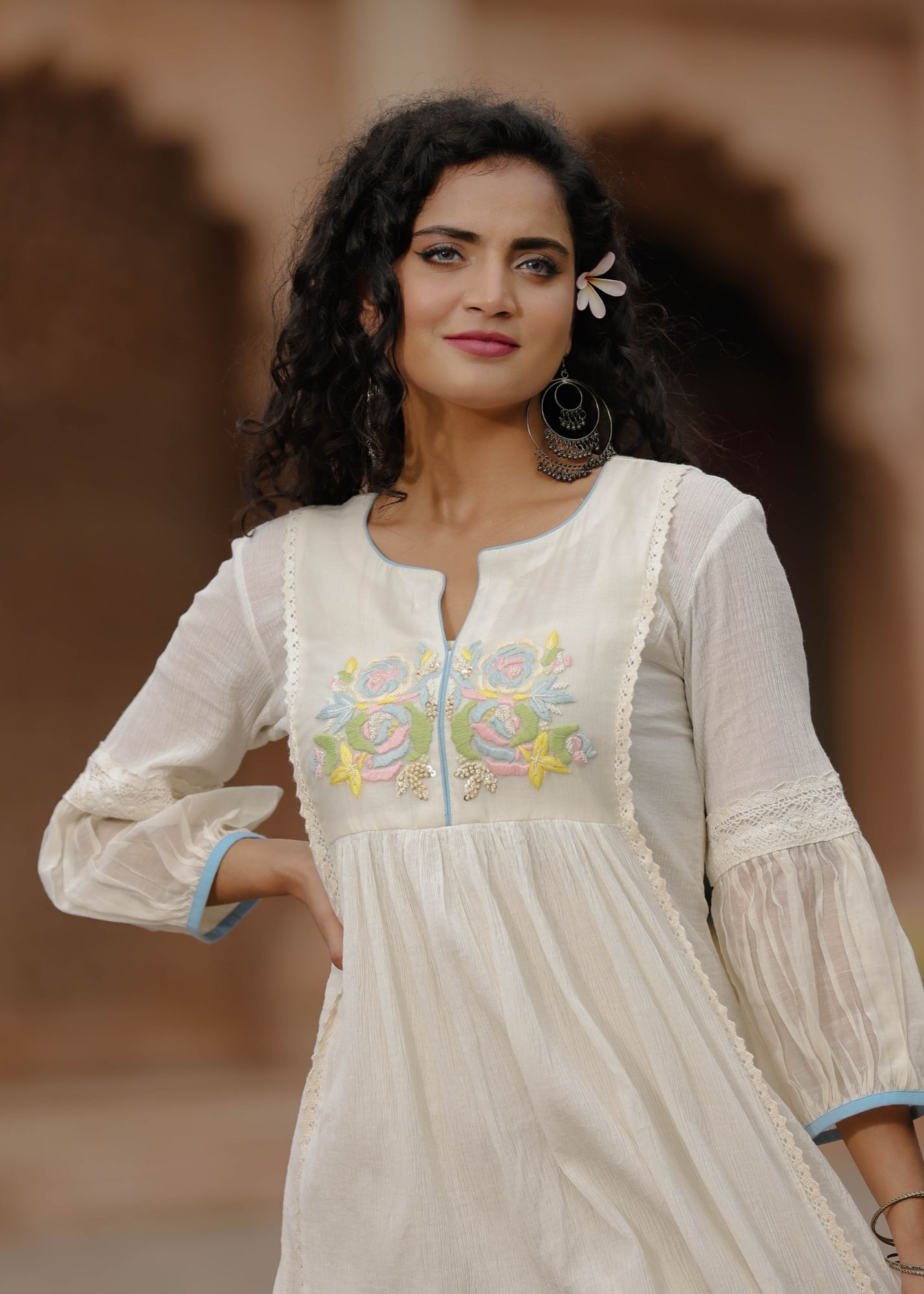 Resham Roses Ivory Dress