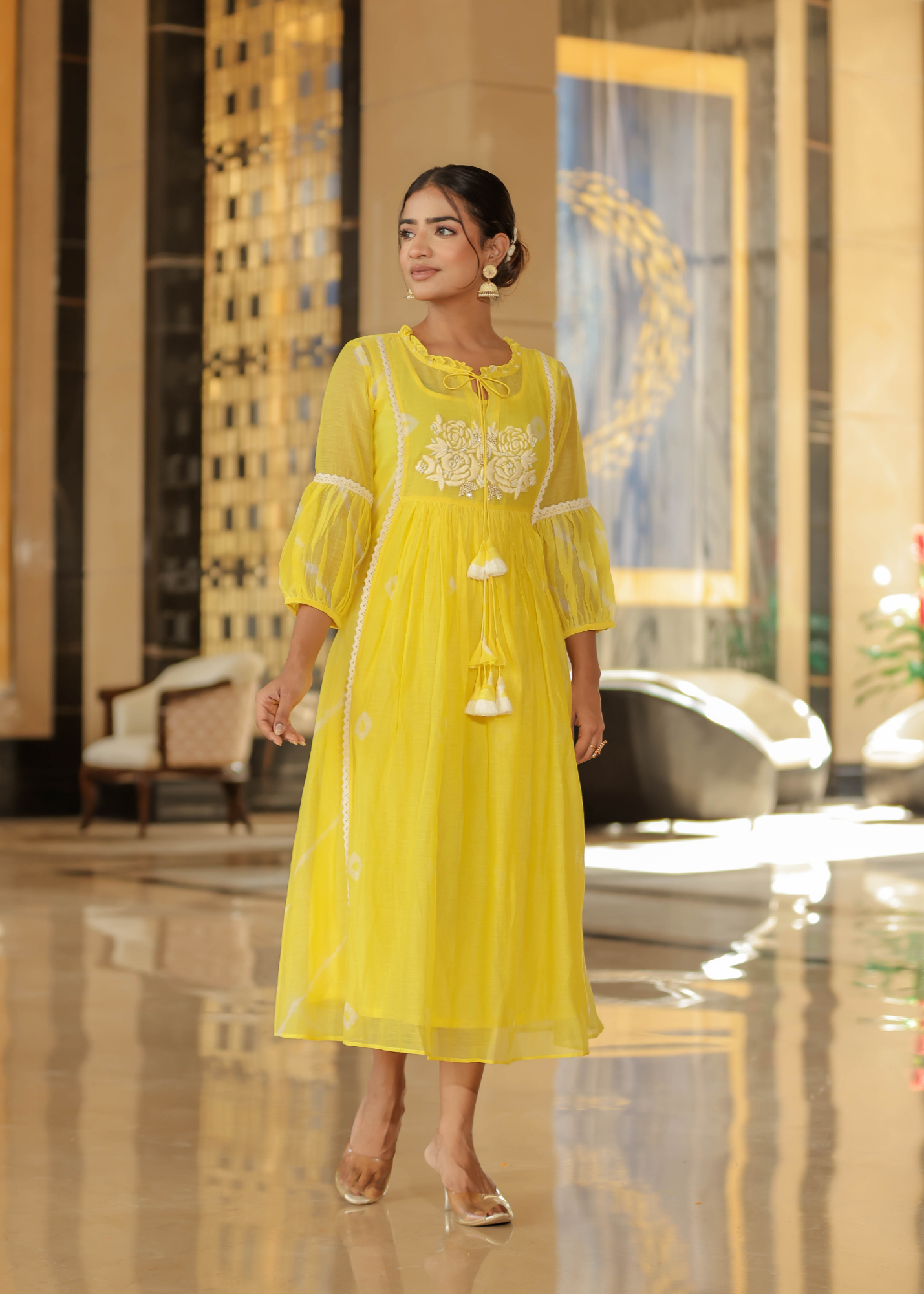 Resham Roses Yellow Dress