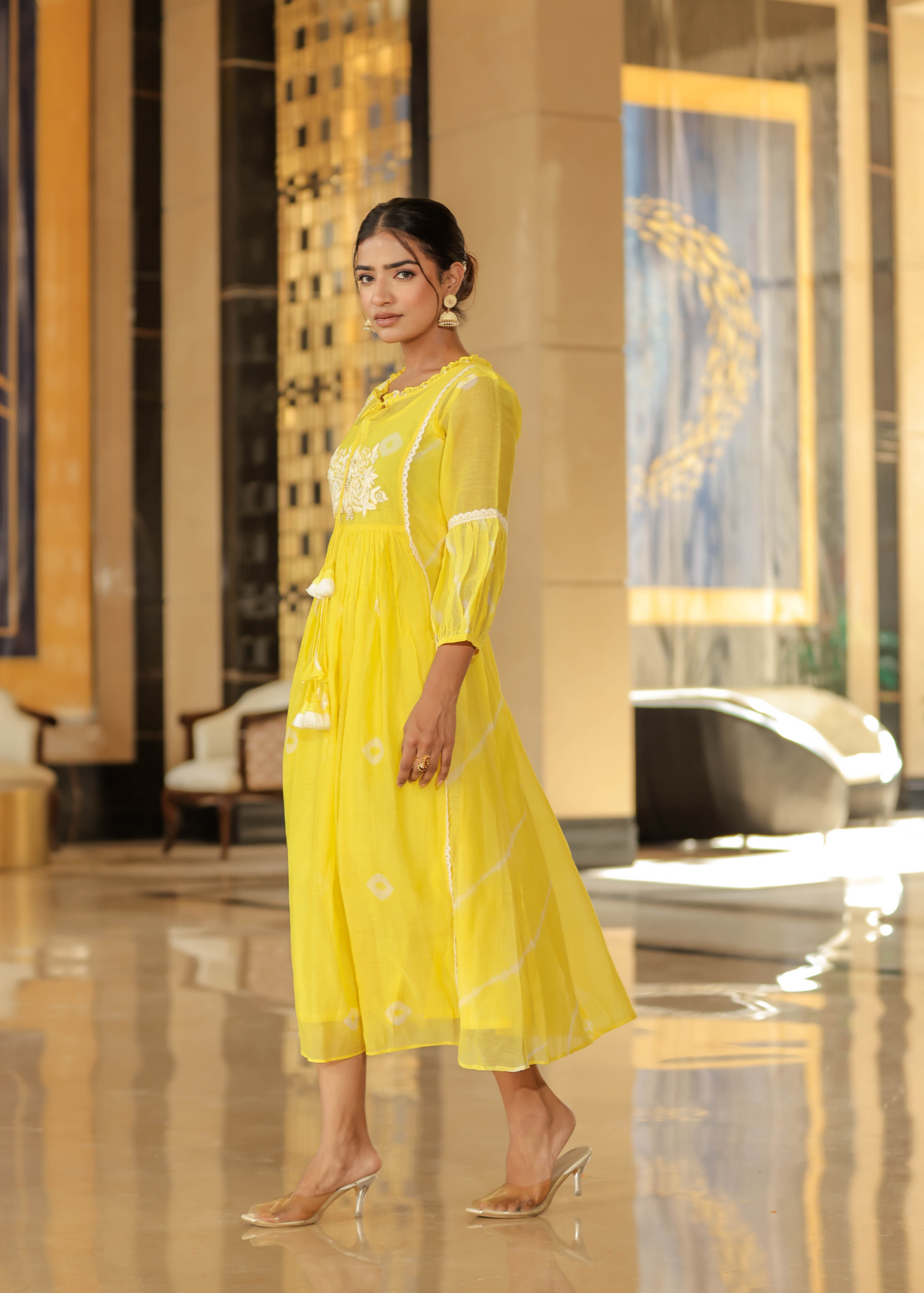Resham Roses Yellow Dress