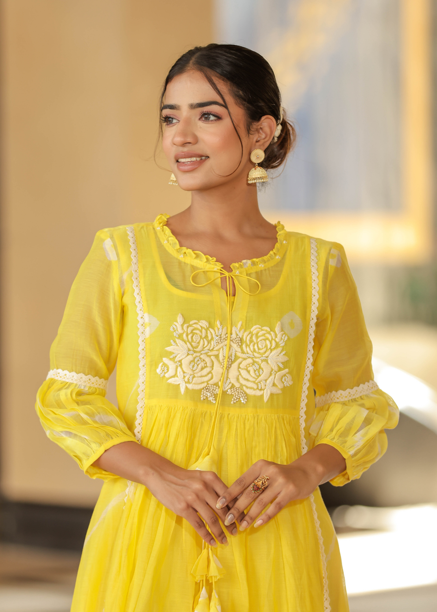 Resham Roses Yellow Dress