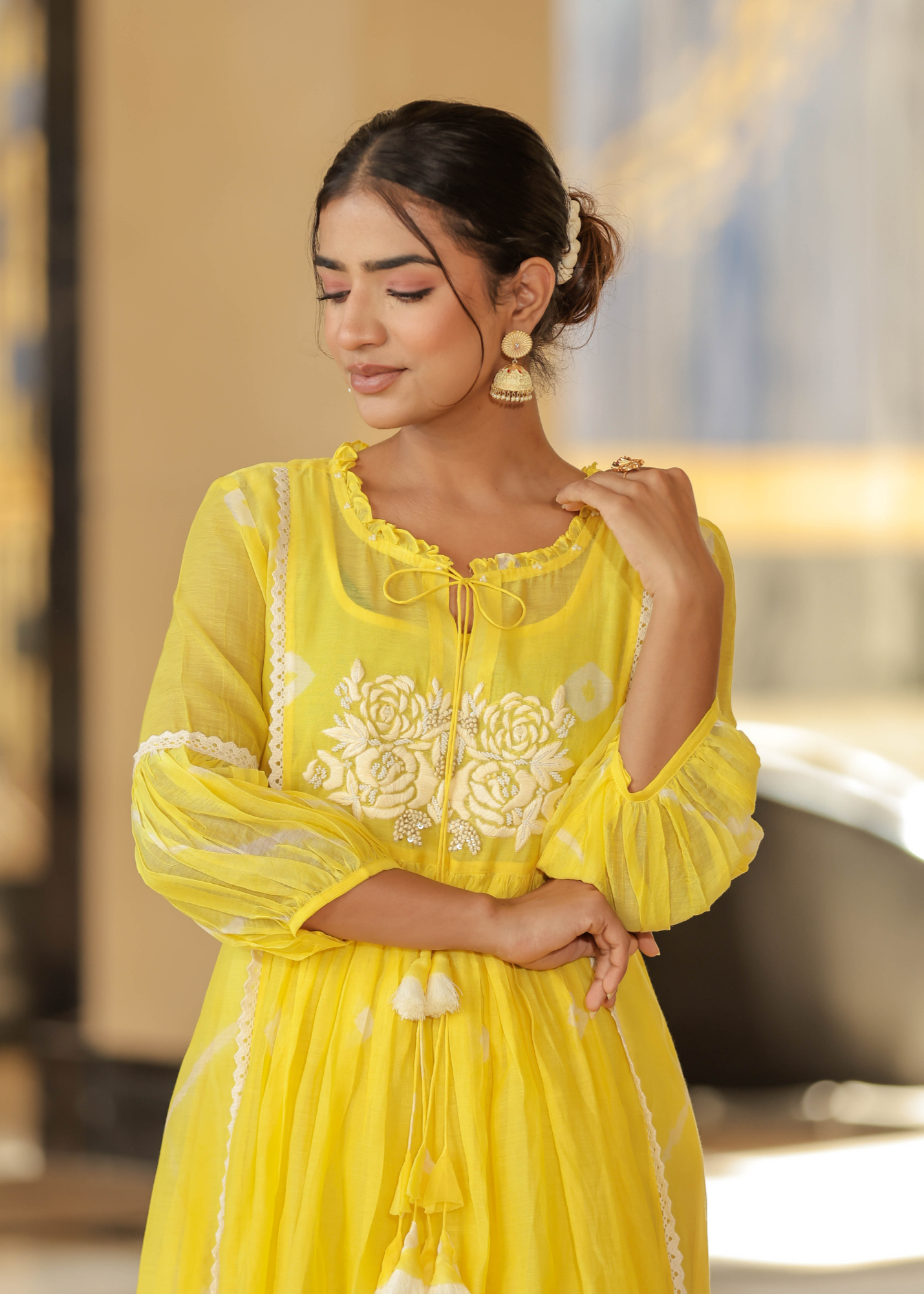 Resham Roses Yellow Dress