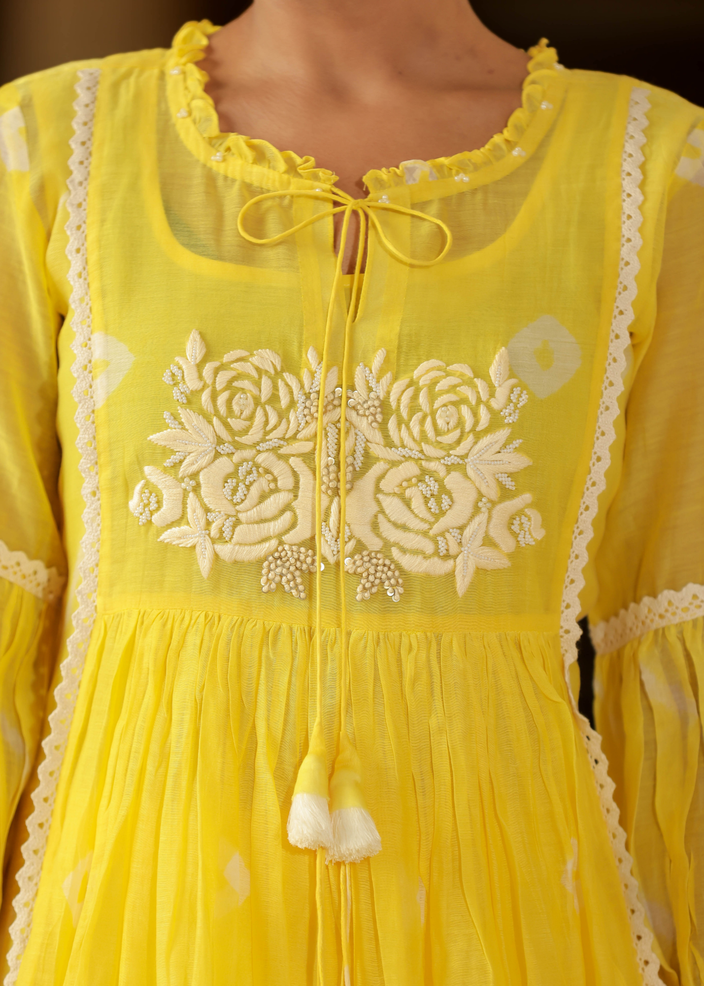 Resham Roses Yellow Dress