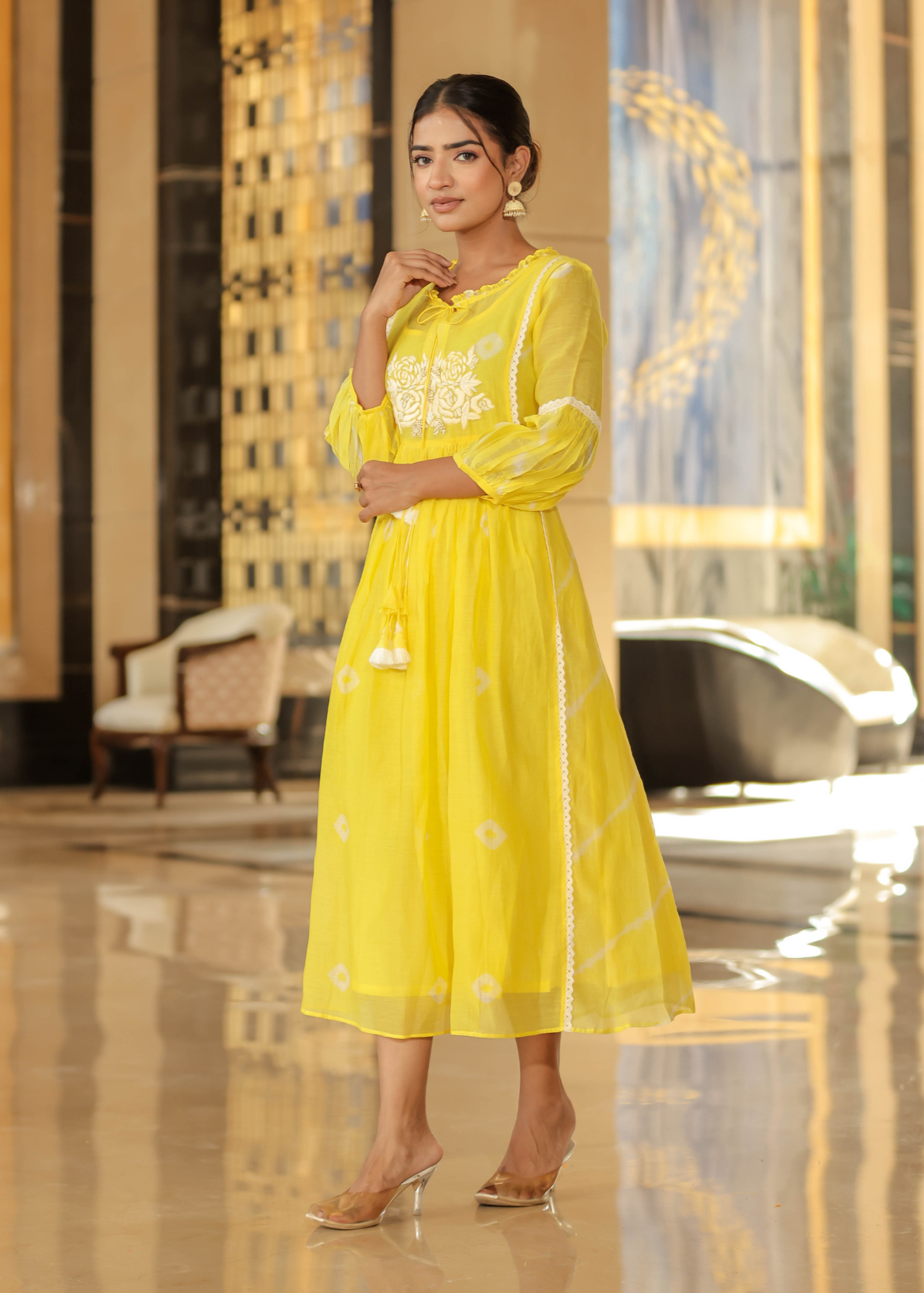 Resham Roses Yellow Dress