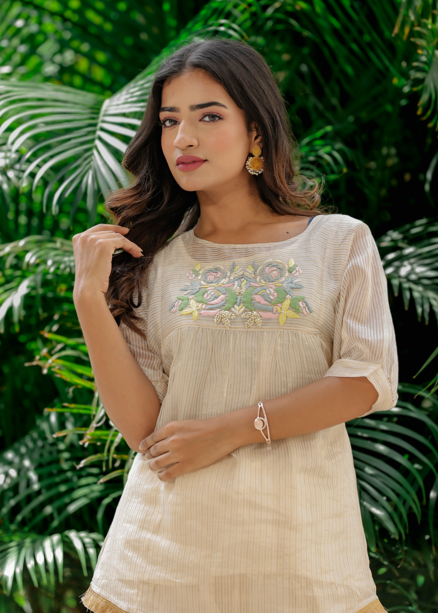 Resham Roses Ivory Dhoti Set