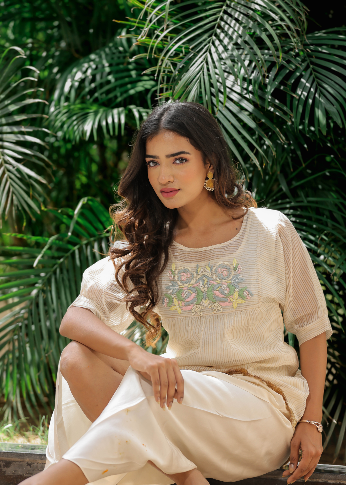 Resham Roses Ivory Dhoti Set