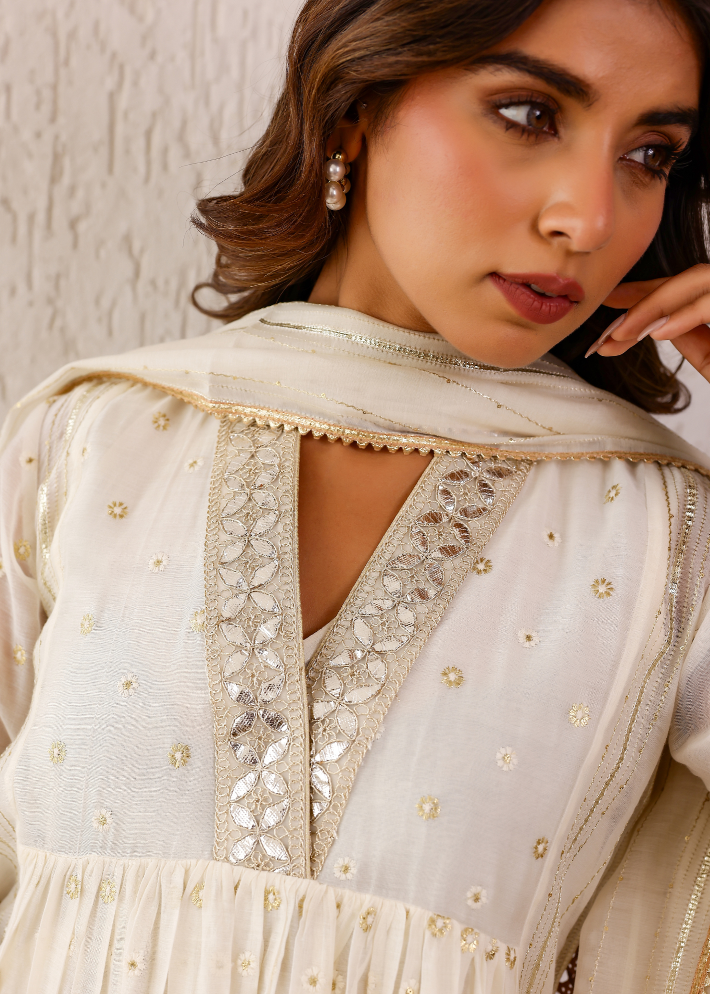 Ivory Silvat Gota Kurta Set