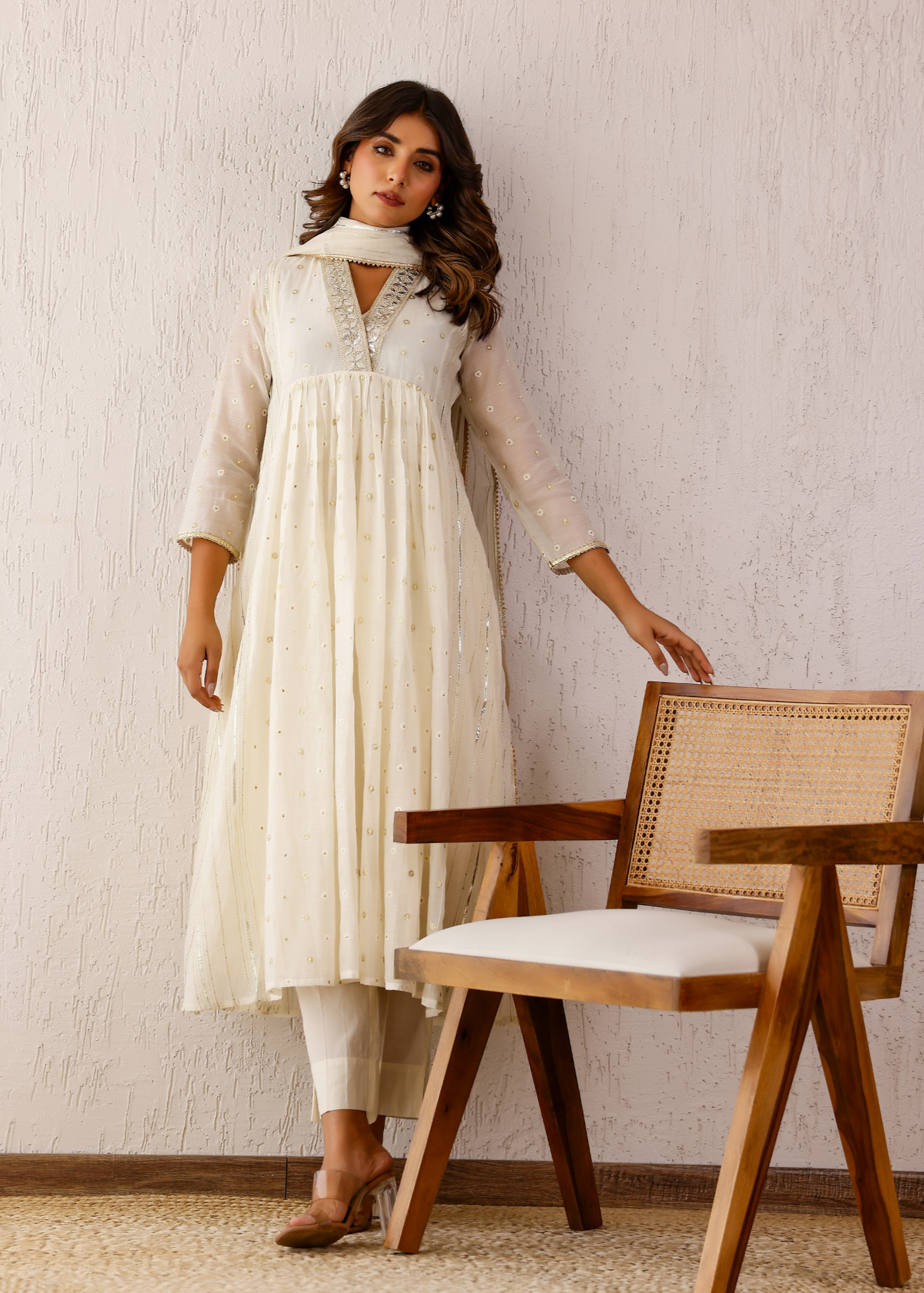 Ivory Silvat Gota Kurta Set