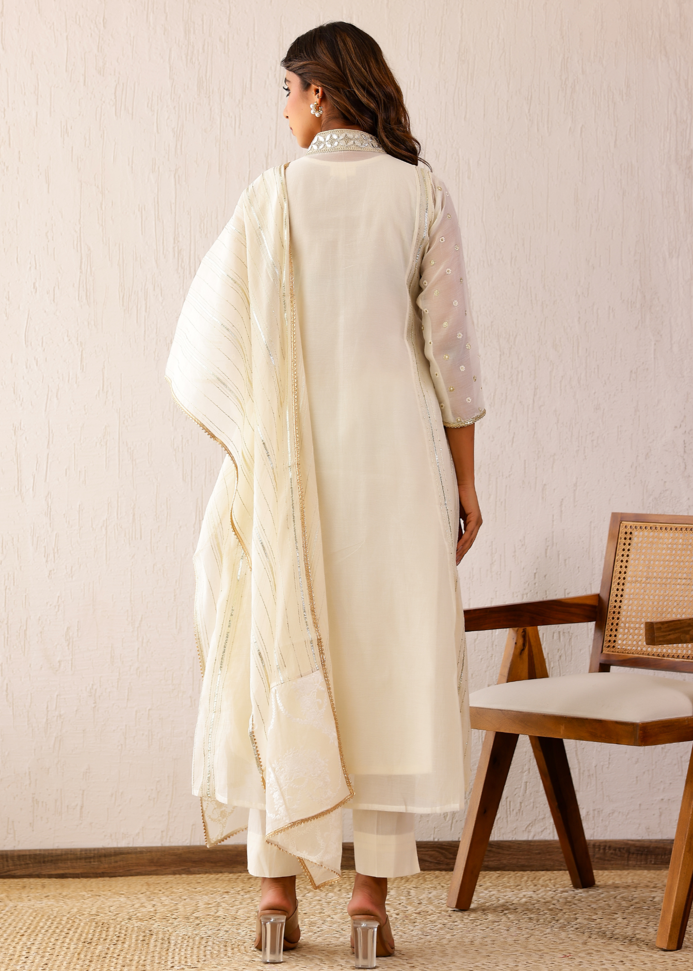 Ivory Silvat Gota Kurta Set