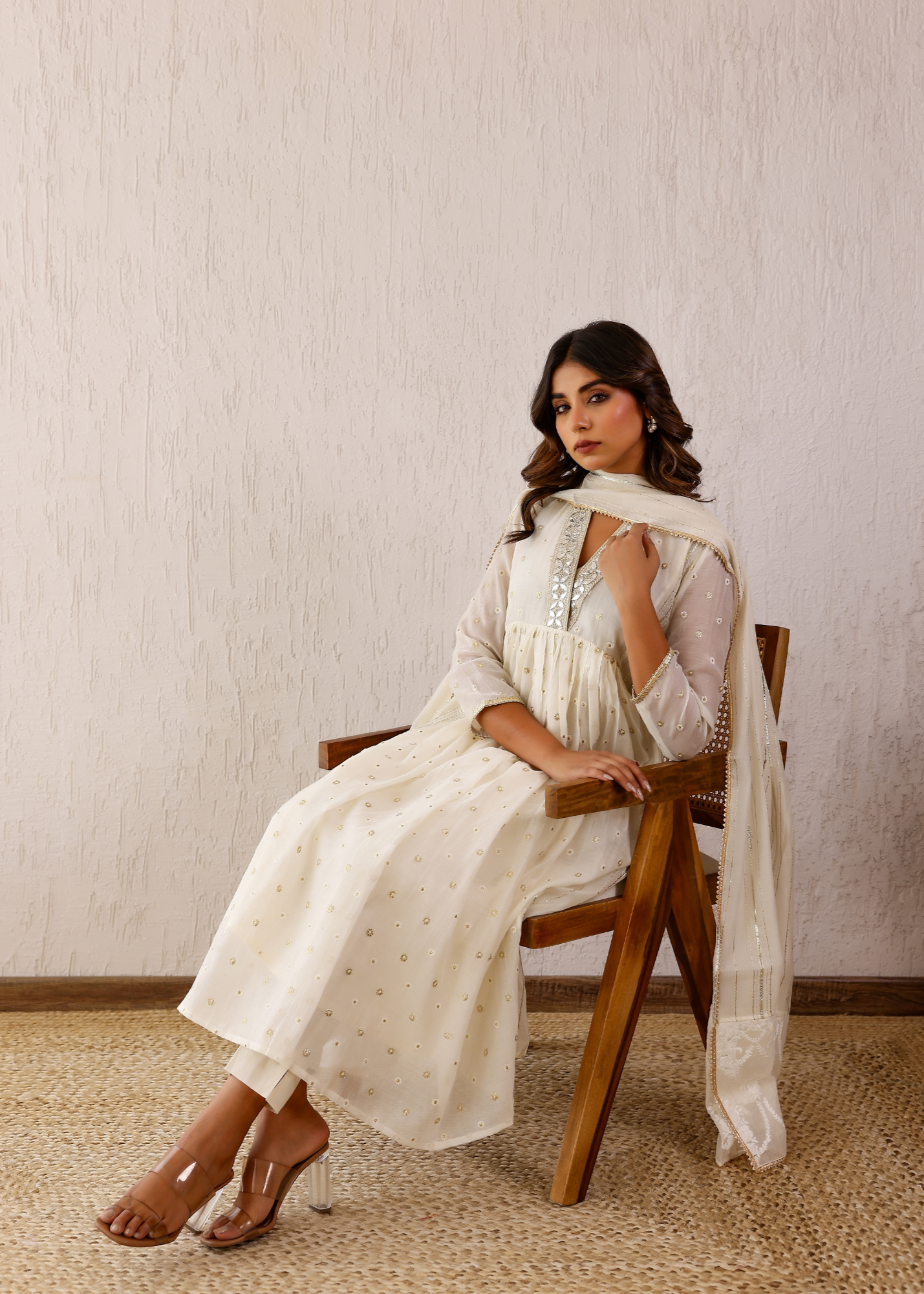 Ivory Silvat Gota Kurta Set