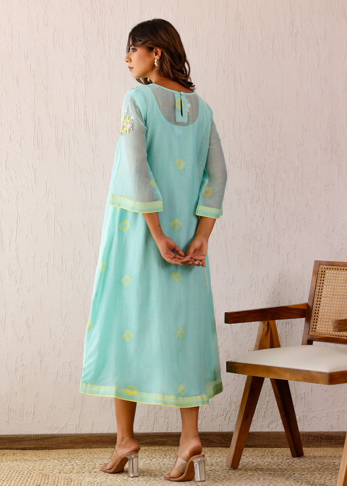 Pleated Turquoise Dress