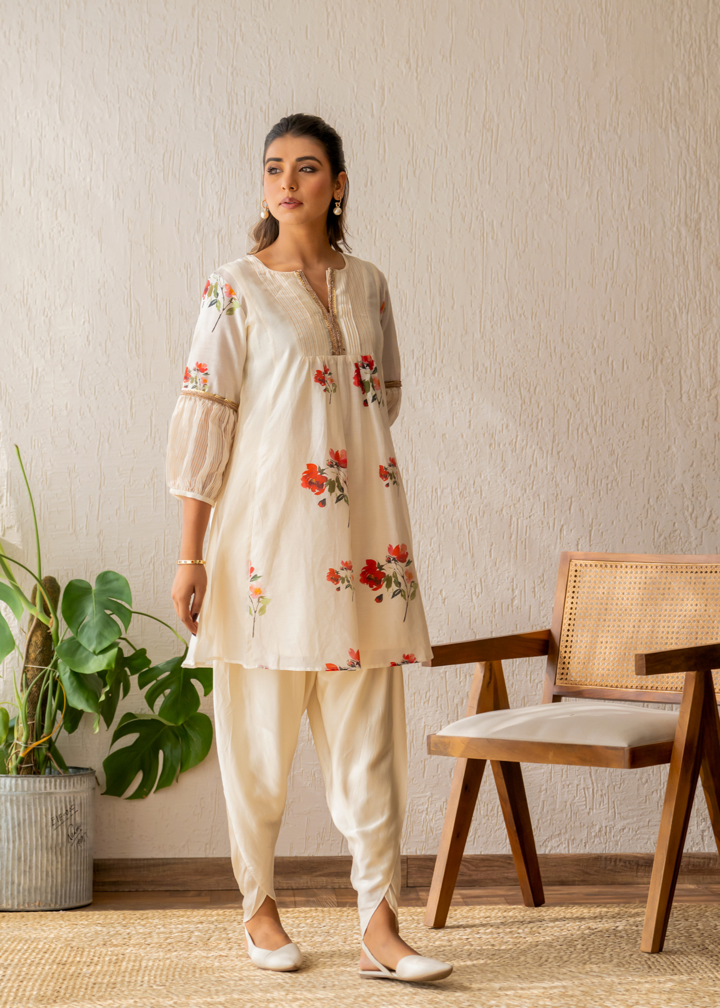Ivory Bloom Kurta Dhoti Set