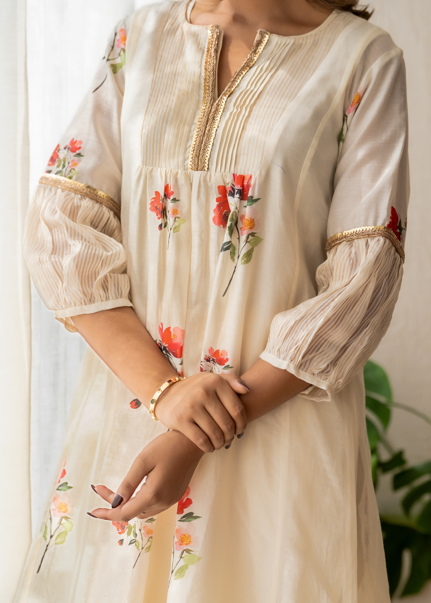 Ivory Bloom Kurta Dhoti Set