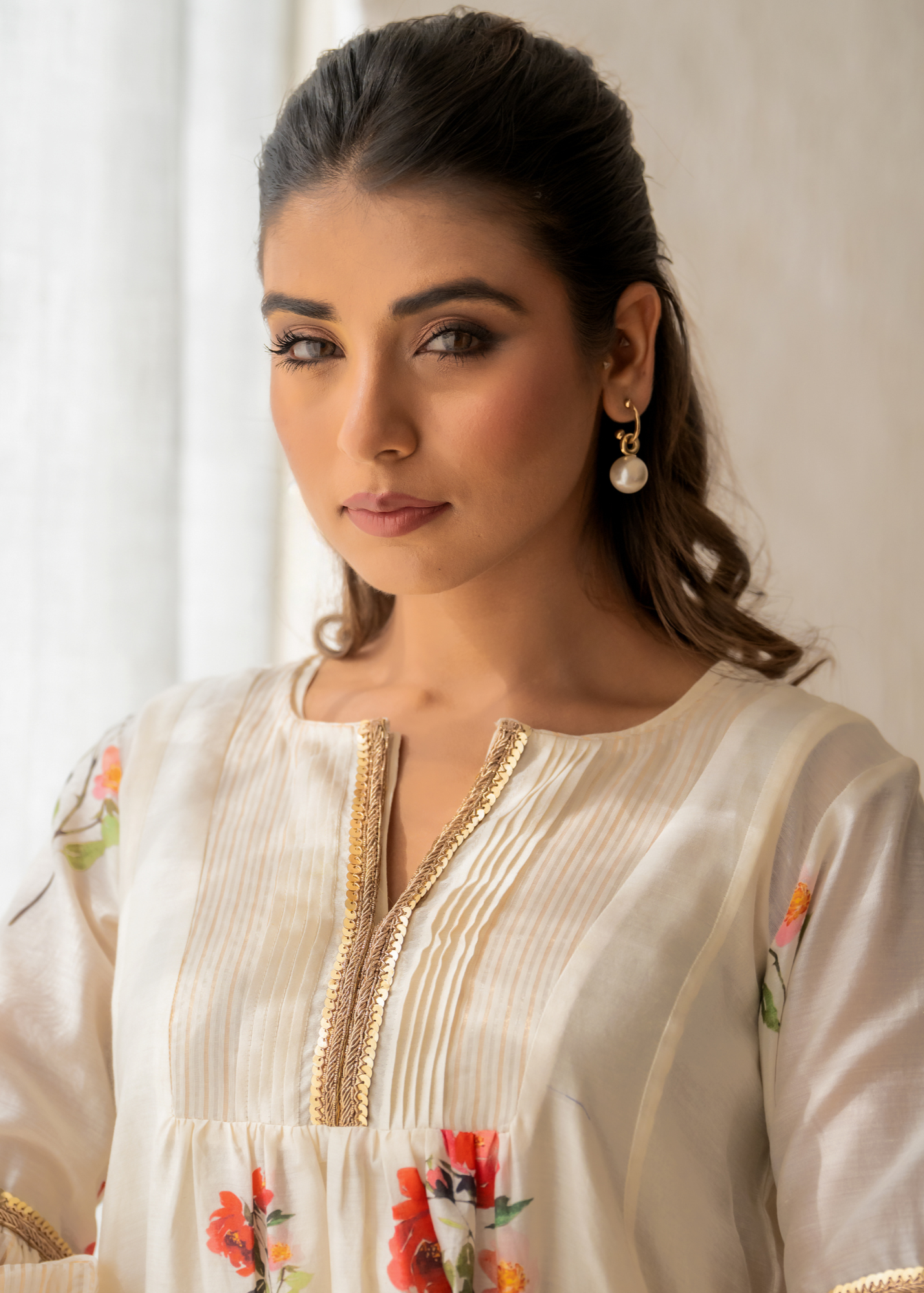 Ivory Bloom Kurta Dhoti Set