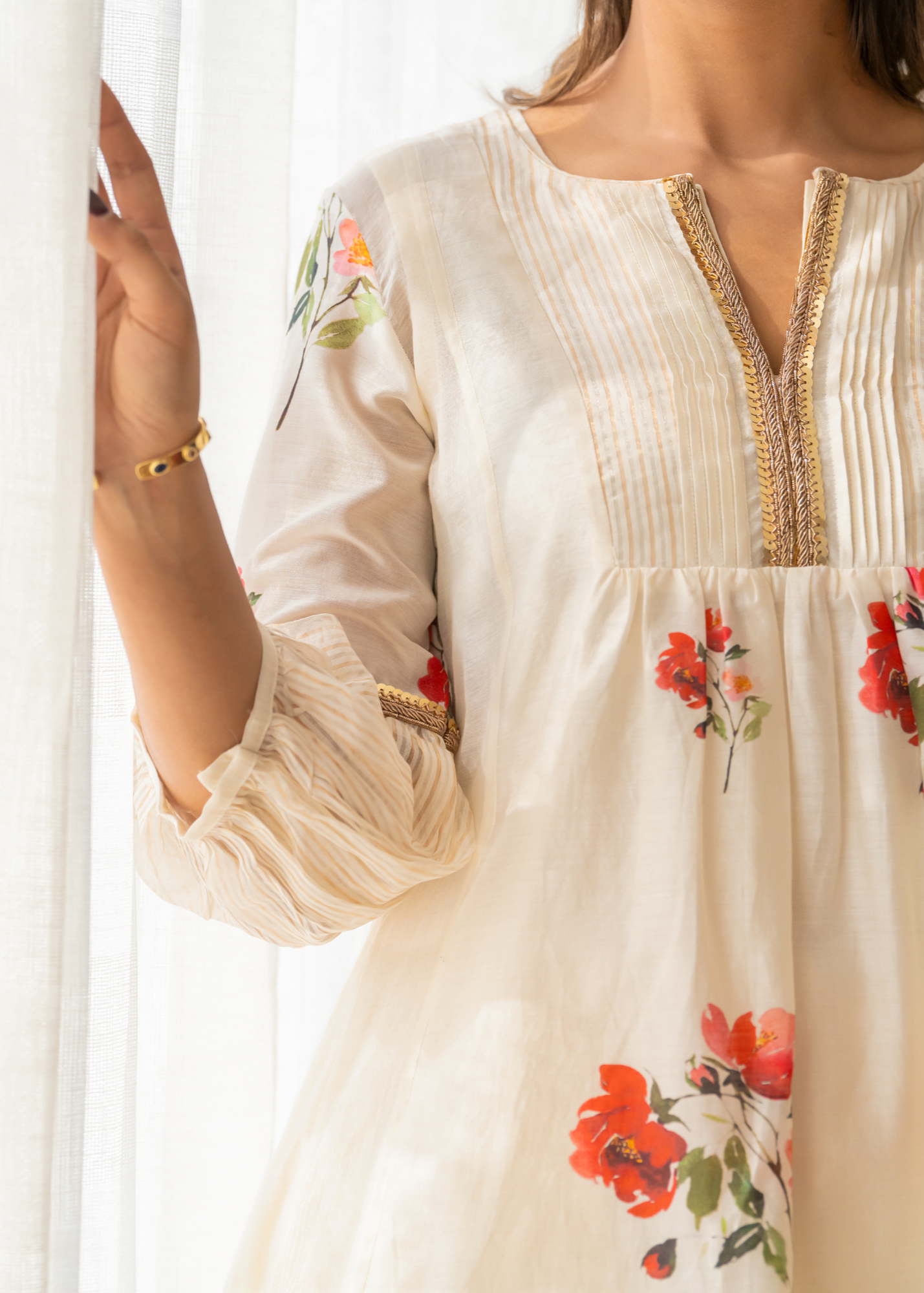 Ivory Bloom Kurta Dhoti Set