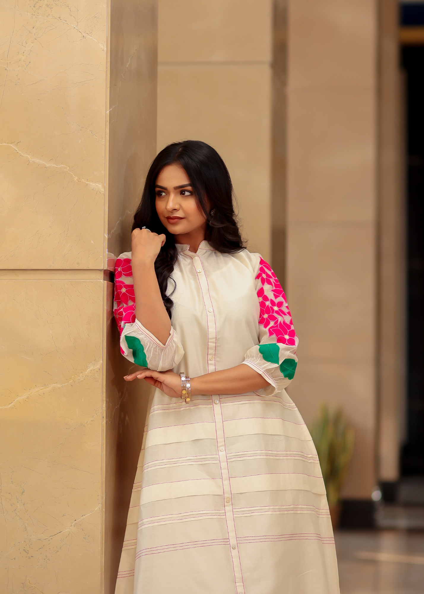 Ivory Floral Dress