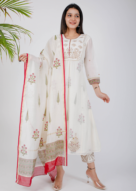 Ivory Mughal Marodi Kurta Set