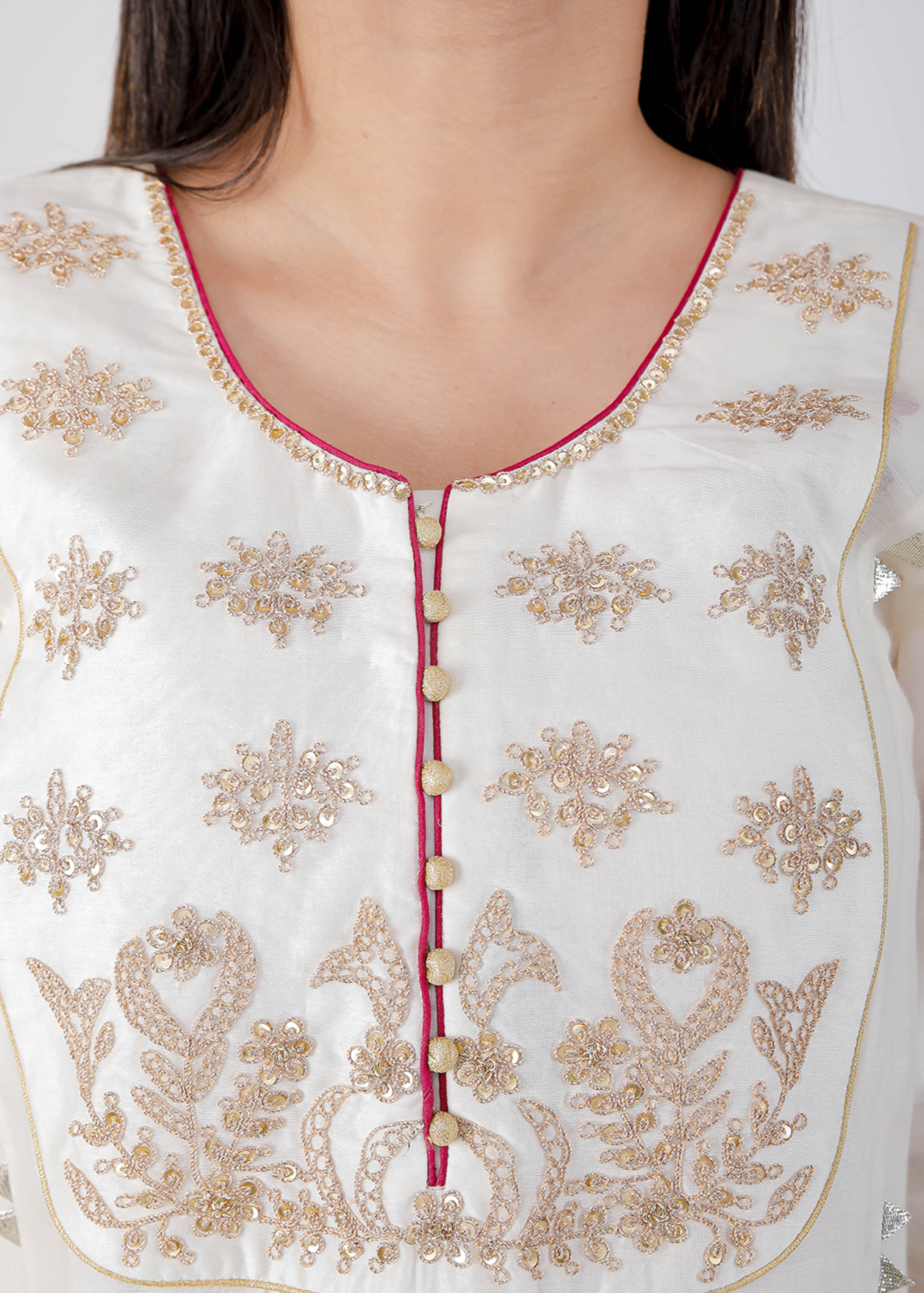 Ivory Mughal Marodi Kurta Set