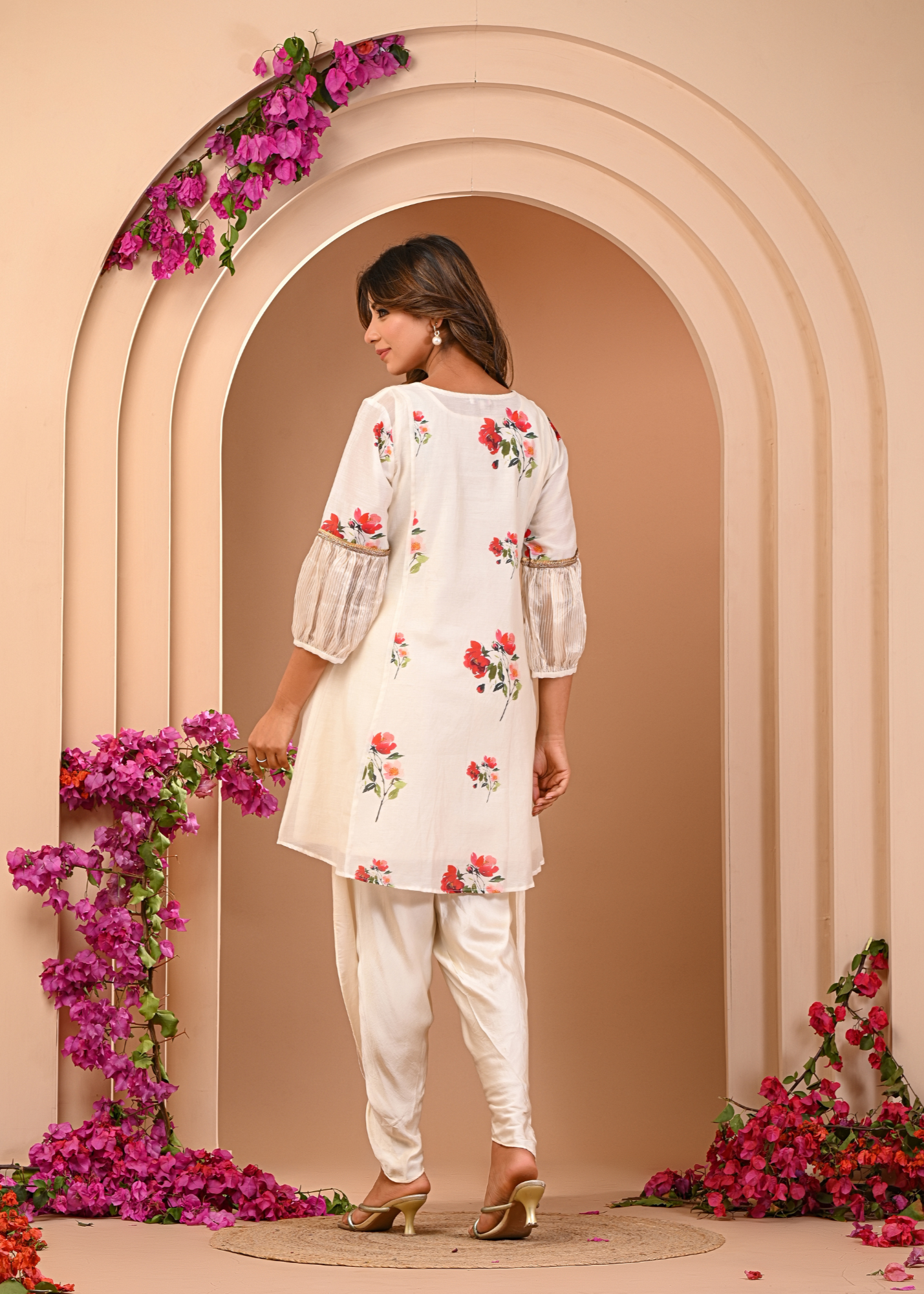 Ivory Bloom Kurta Dhoti Set