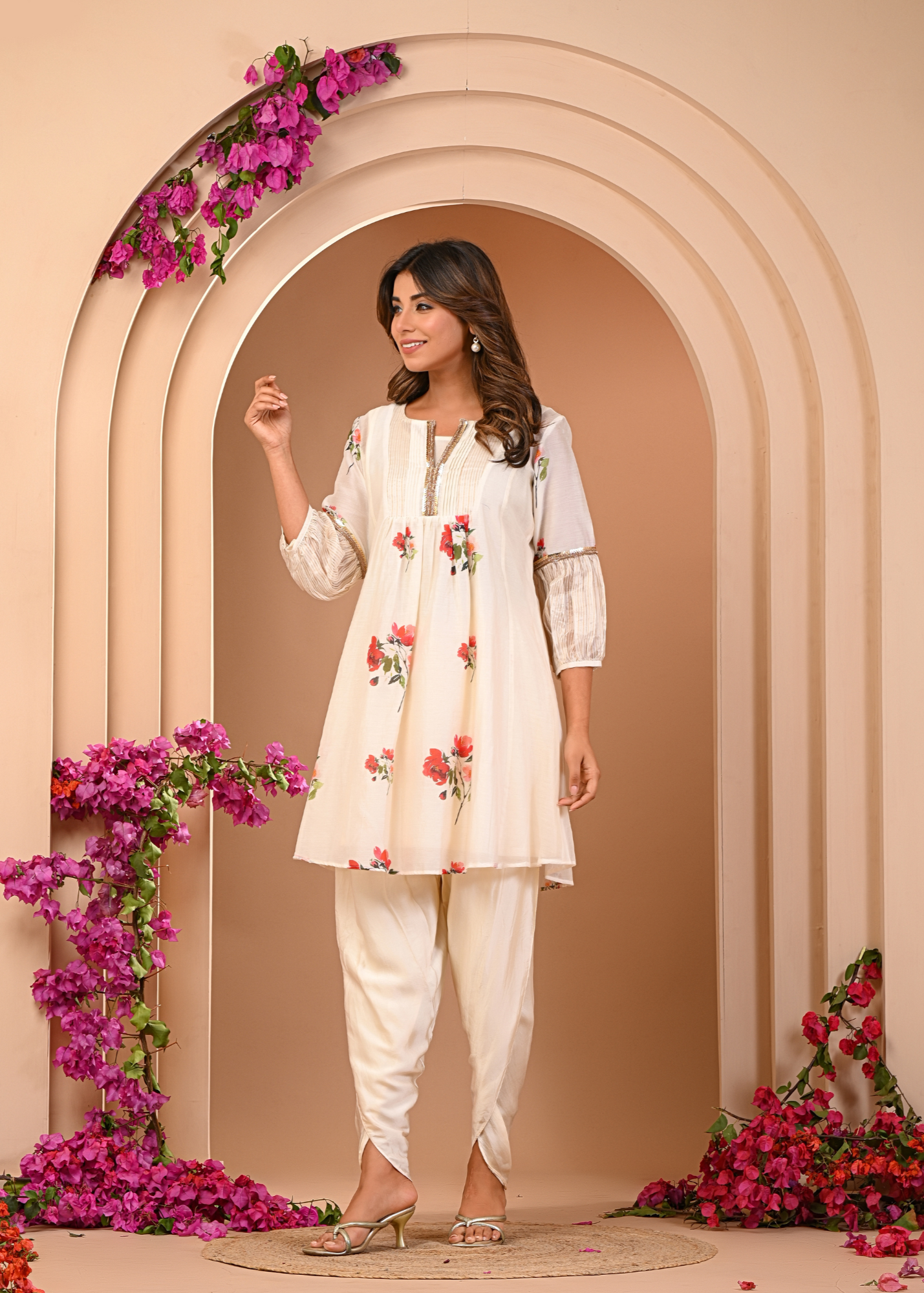 Ivory Bloom Kurta Dhoti Set