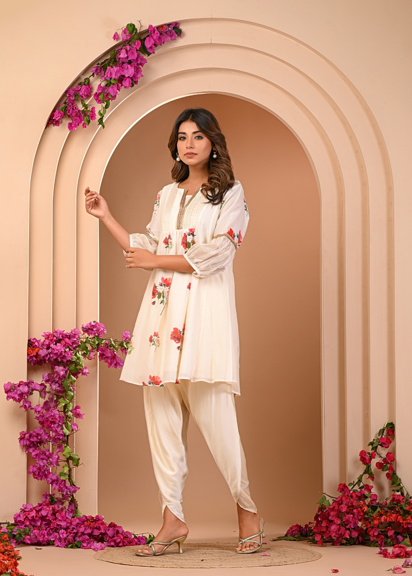 Ivory Bloom Kurta Dhoti Set