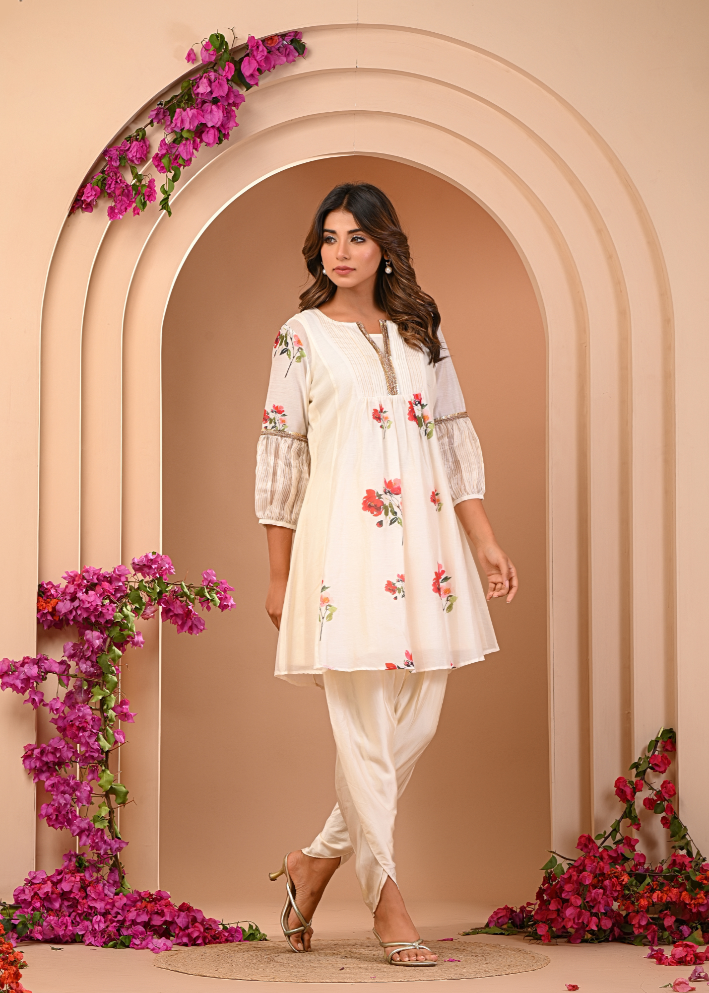 Ivory Bloom Kurta Dhoti Set