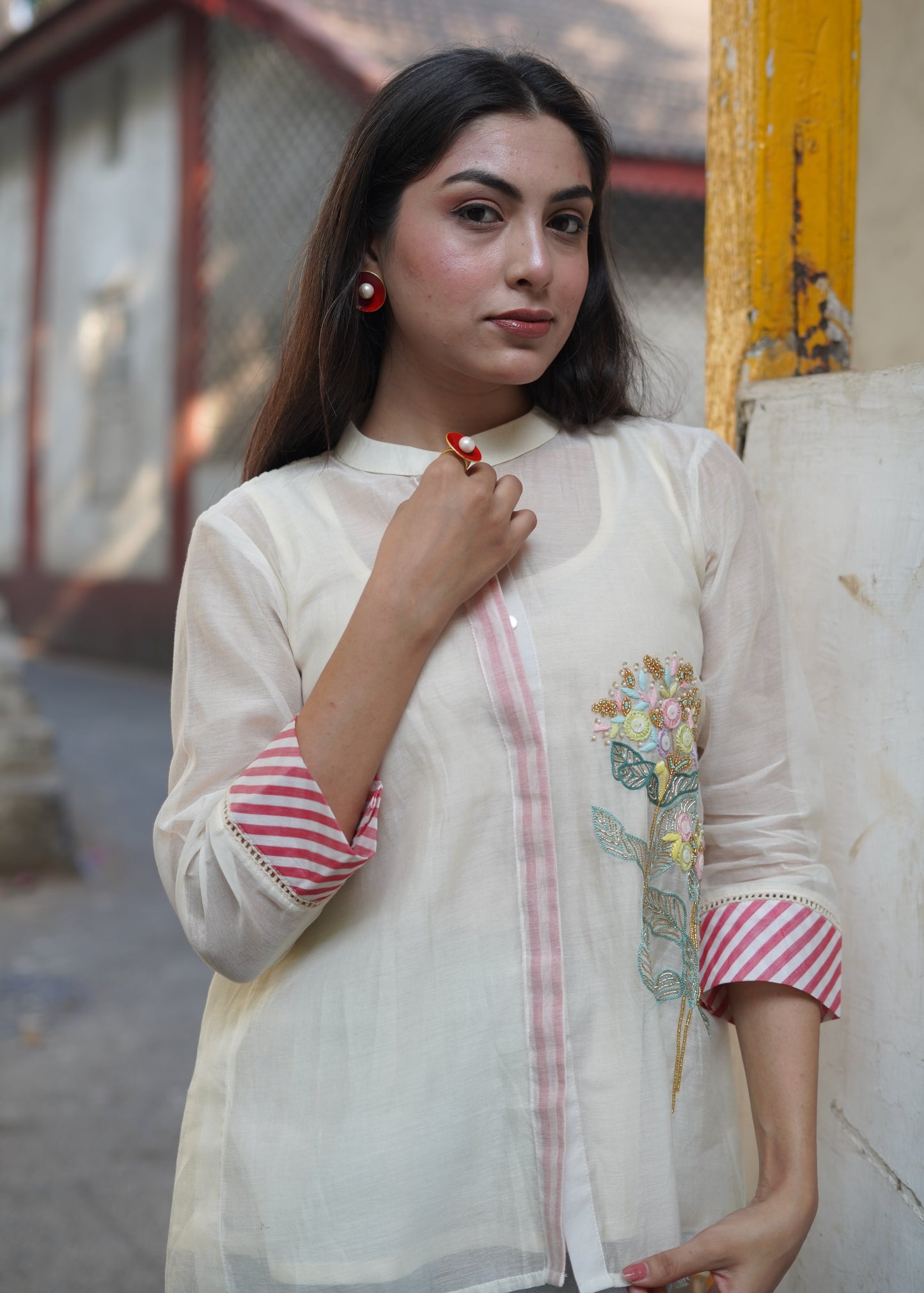Ivory Back Pleats Shirt