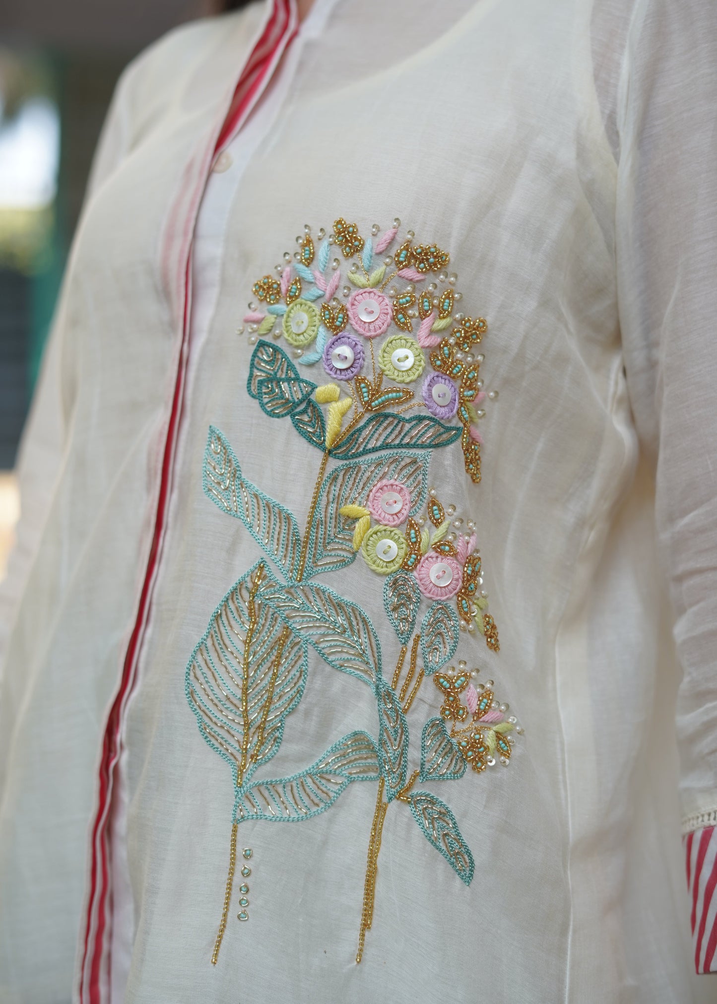 Ivory Back Pleats Shirt