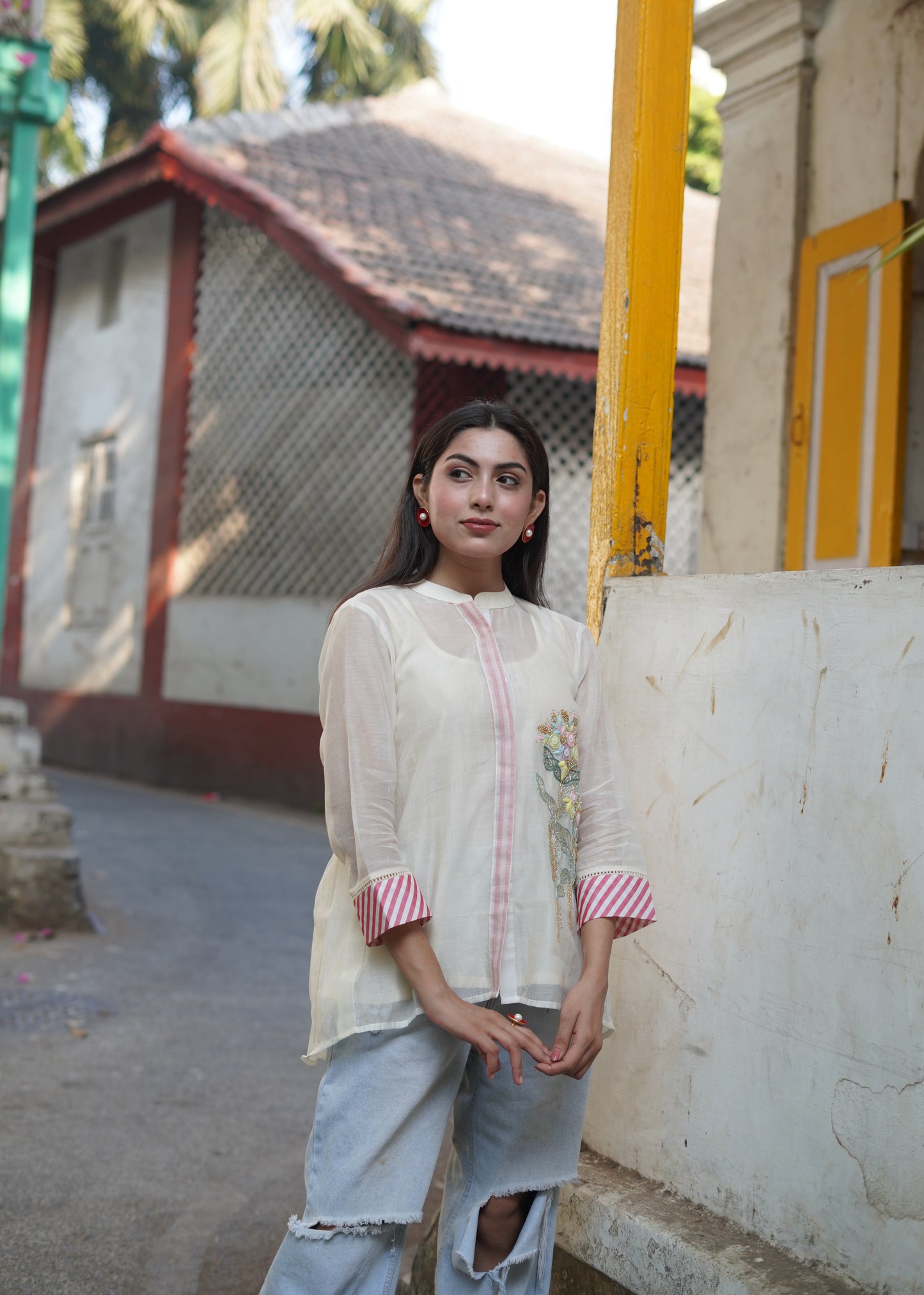 Ivory Back Pleats Shirt